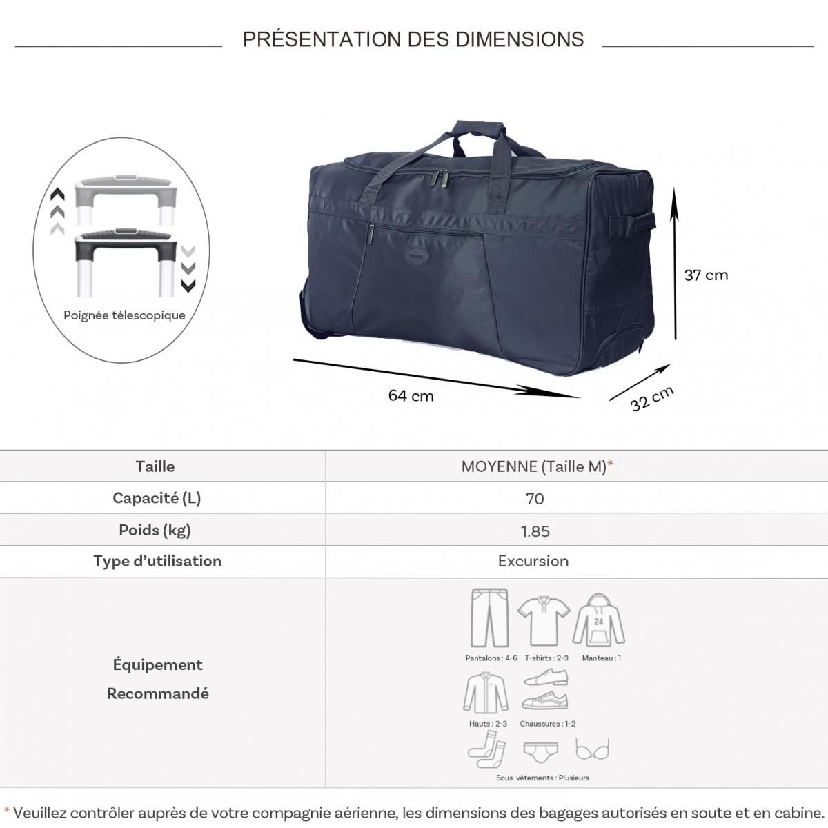 TRUCK Sac de voyage avec roulettes 70L  64cm