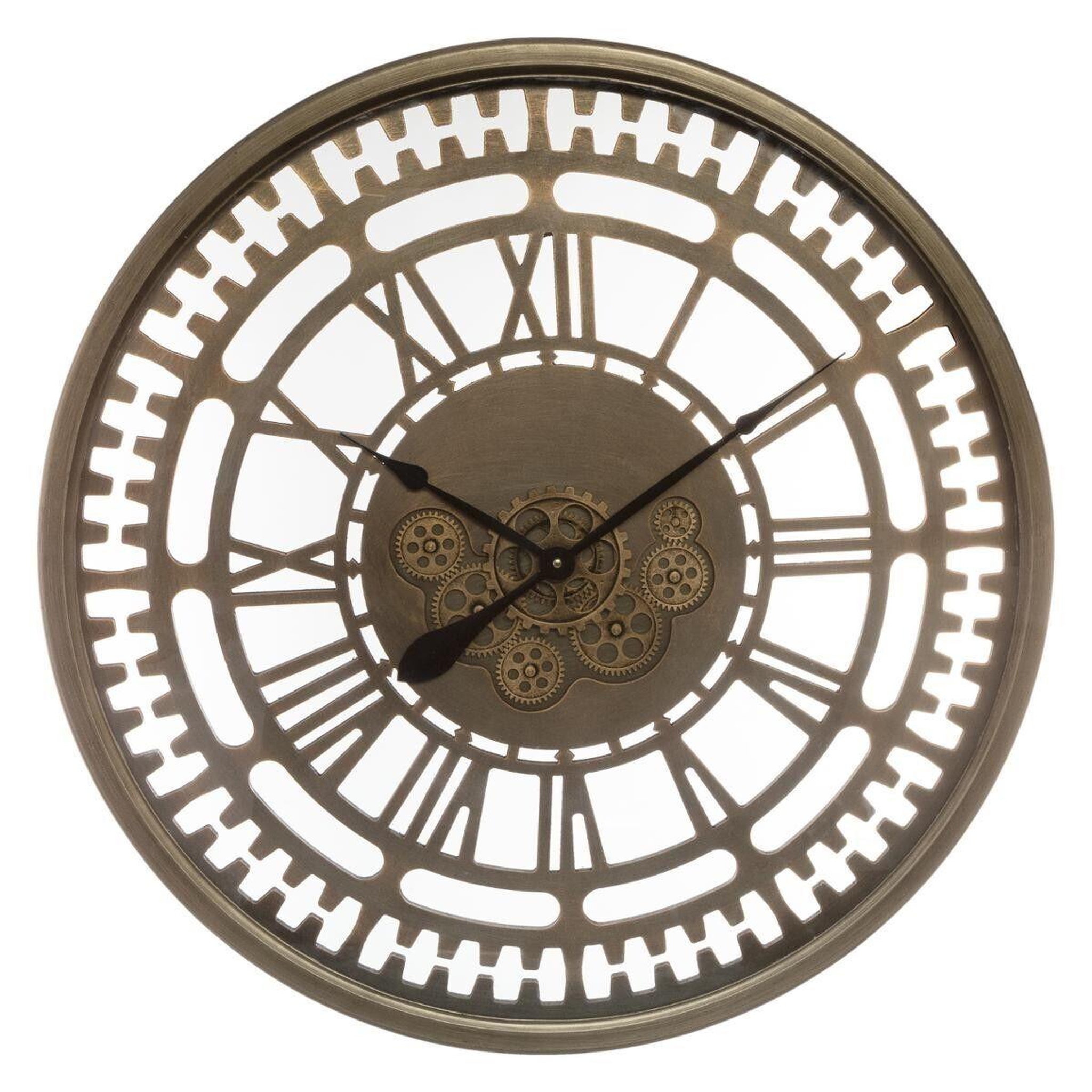 Voir la diapositive 2 : ATMOSPHERA Horloge murale vintage  mécanisme  80cm marron
