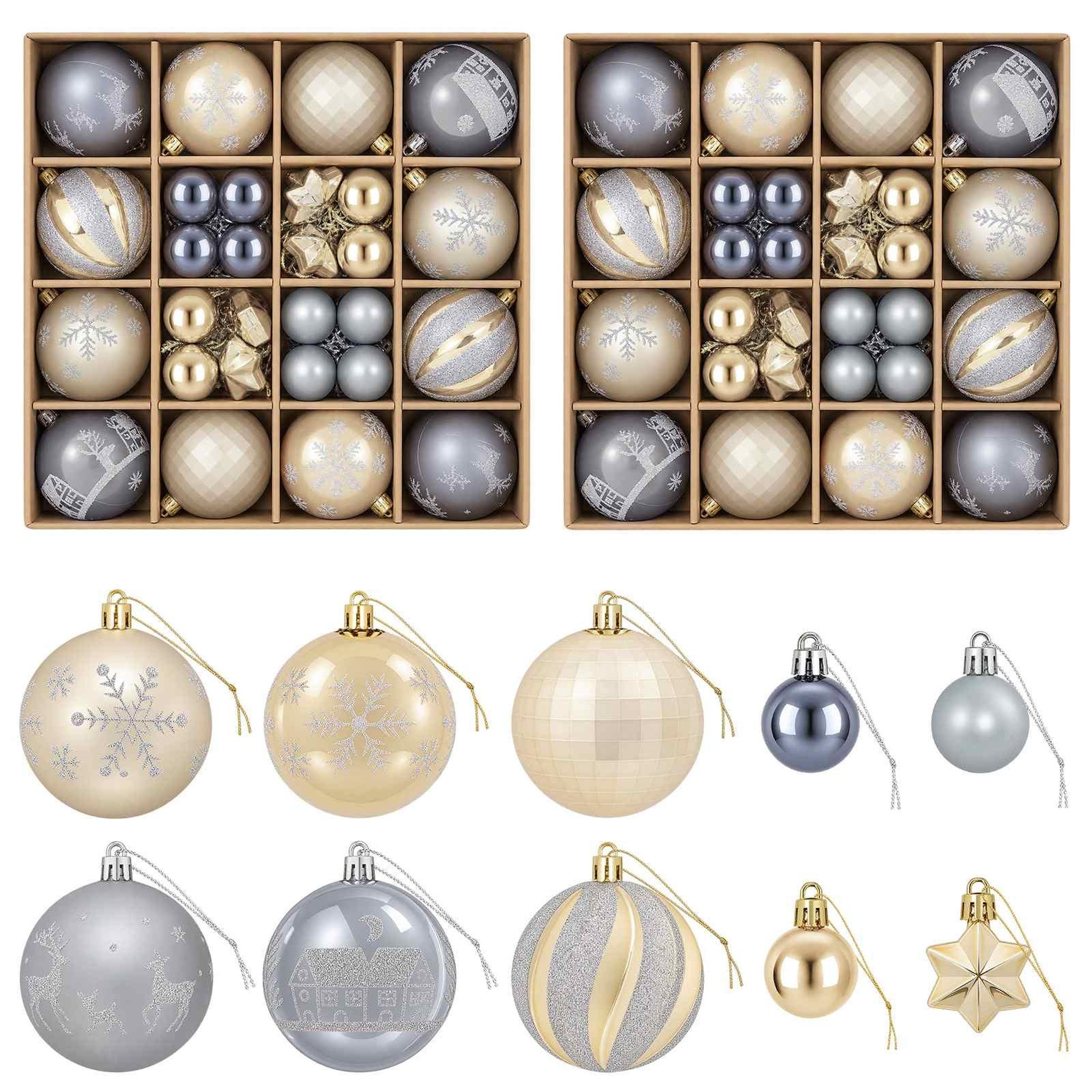VIDAXL Ensemble de boules de Noël 88 pc Dore et gris Diam. 6 cm