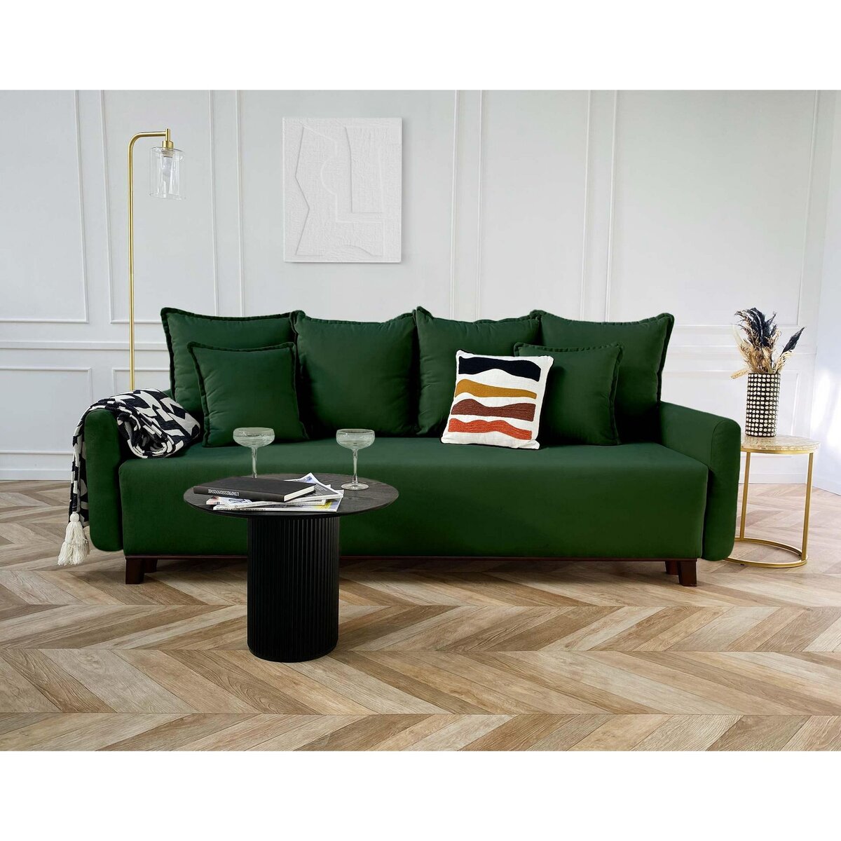 LISA DESIGN Apia - canapé 3 places - convertible avec coffre - en velours