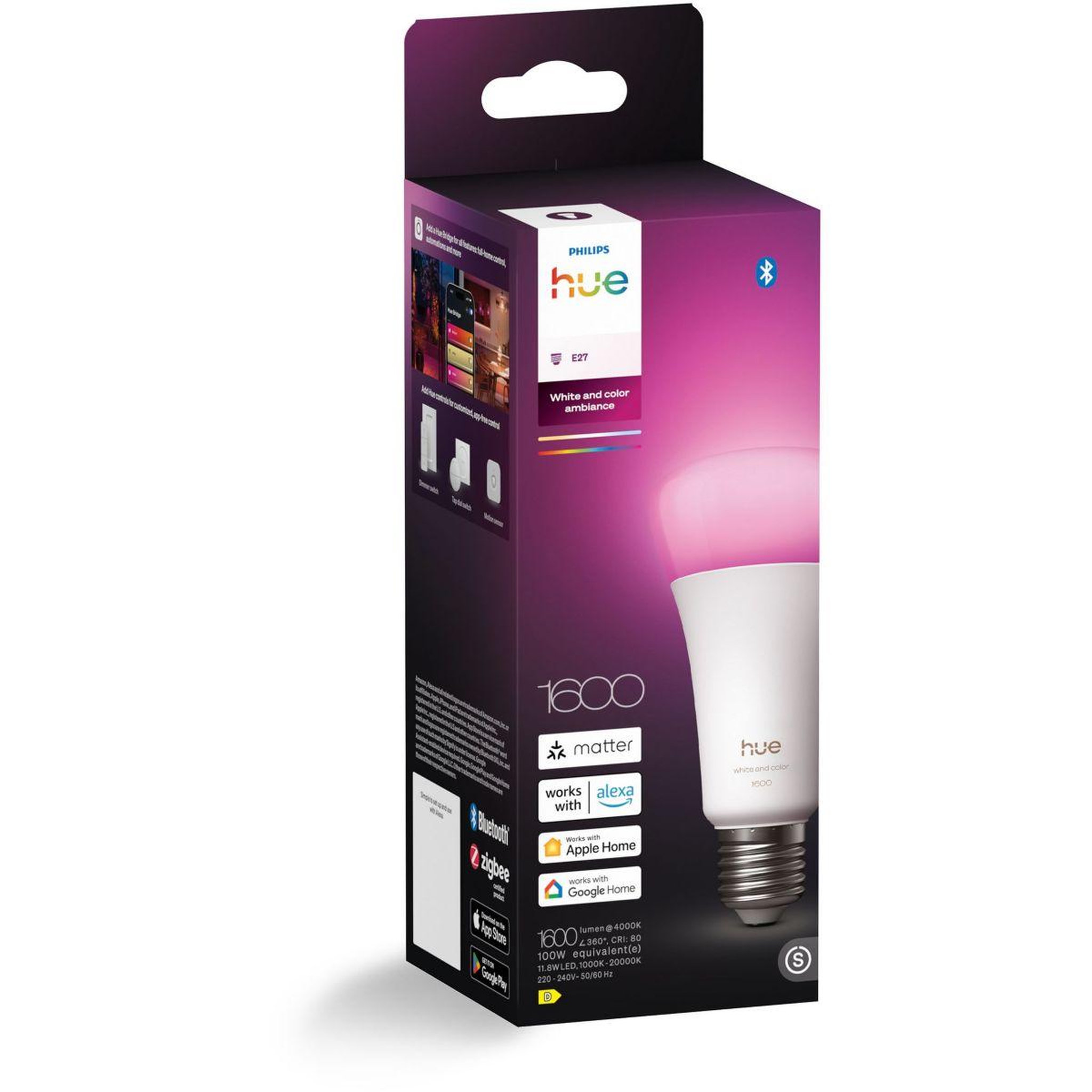 PHILIPS HUE Ampoule LED connectée E27 White&Color Ambiance 100W