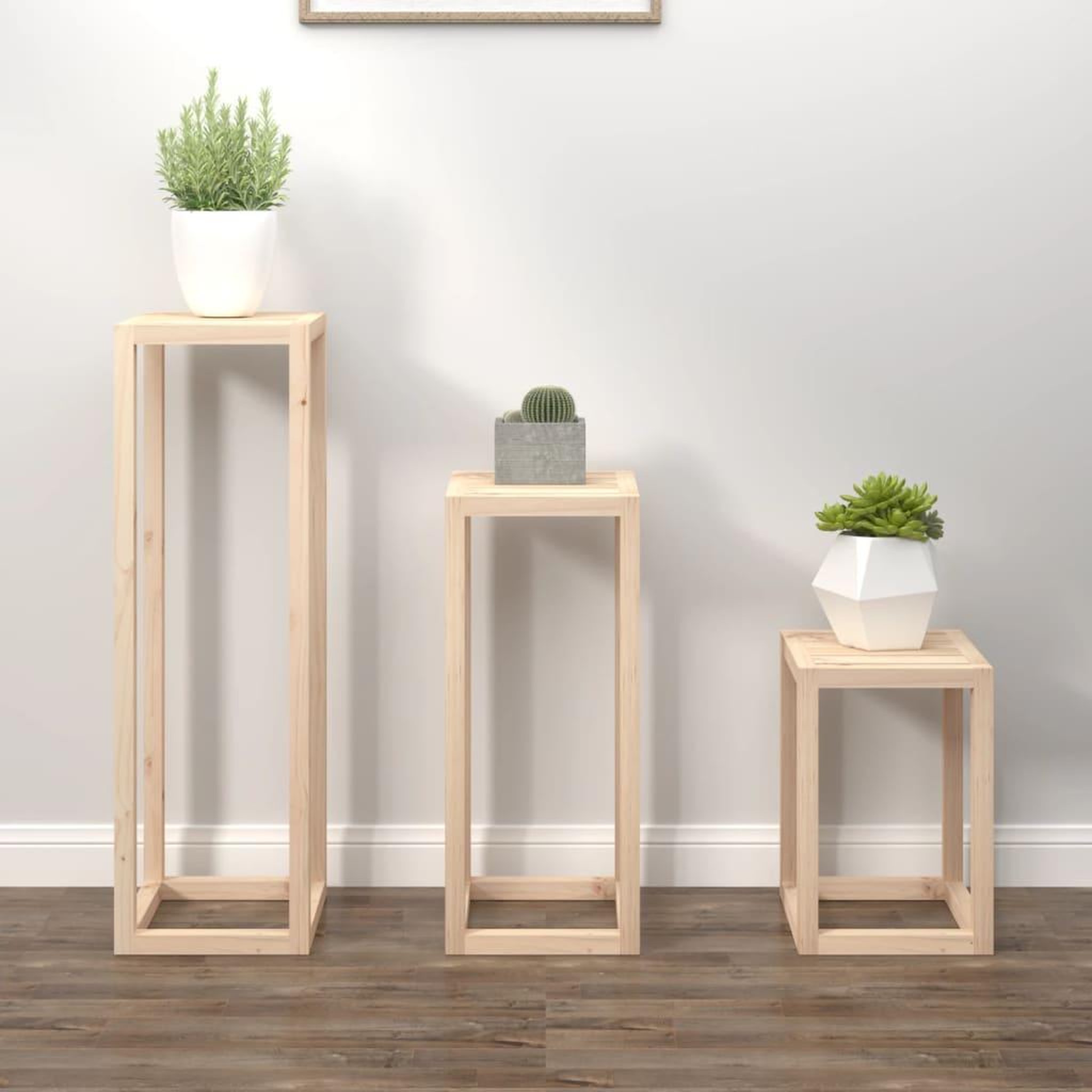 Voir la diapositive 1 : VIDAXL Ensemble de supports pour plantes 3 pcs Bois de pin massif