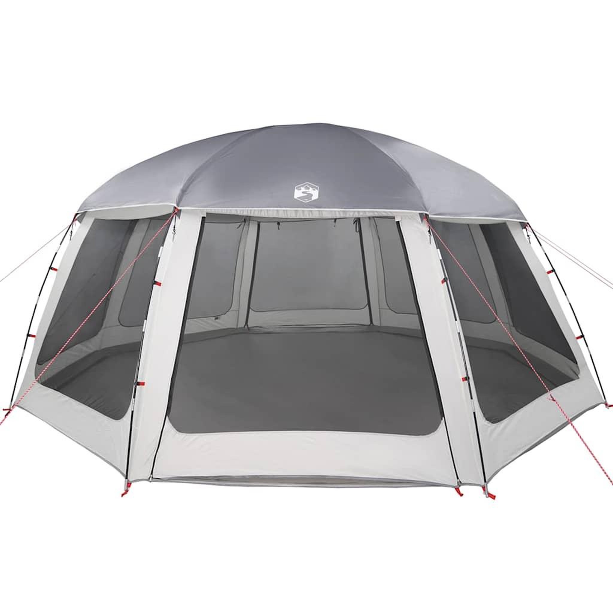 Voir la diapositive 5 : VIDAXL Tente piscine toit amovible parois maille gris 612x612 cm