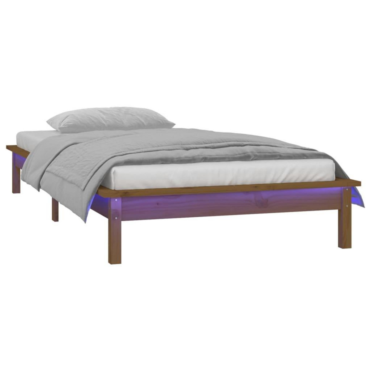 VIDAXL Cadre de lit a LED sans matelas 90x190 cm bois massif