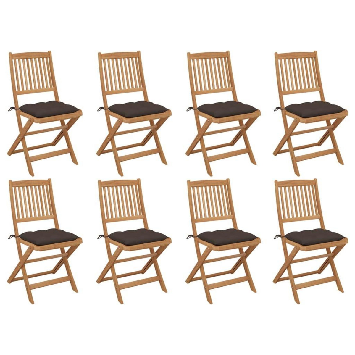 VIDAXL Chaises pliables d'exterieur et coussins lot de 8 Bois d'acacia
