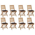 VIDAXL Chaises pliables d'exterieur et coussins lot de 8 Bois d'acacia
