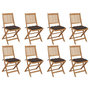Voir la diapositive 1 : VIDAXL Chaises pliables d'exterieur et coussins lot de 8 Bois d'acacia