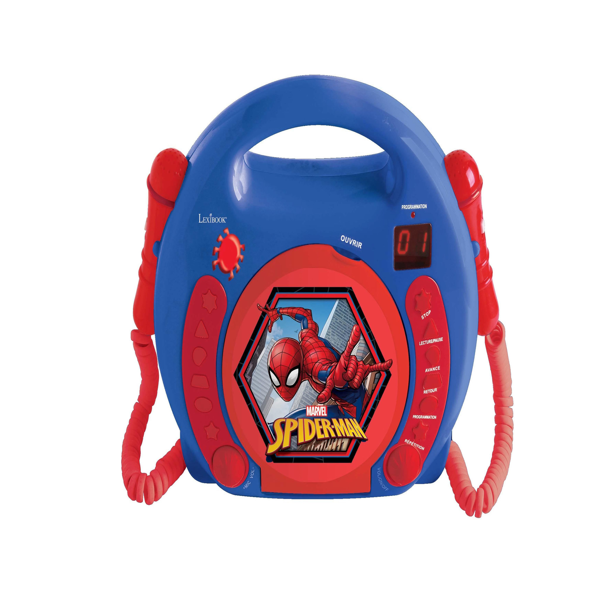 Lexibook Lecteur CD portable avec 2 microphones SpiderMan