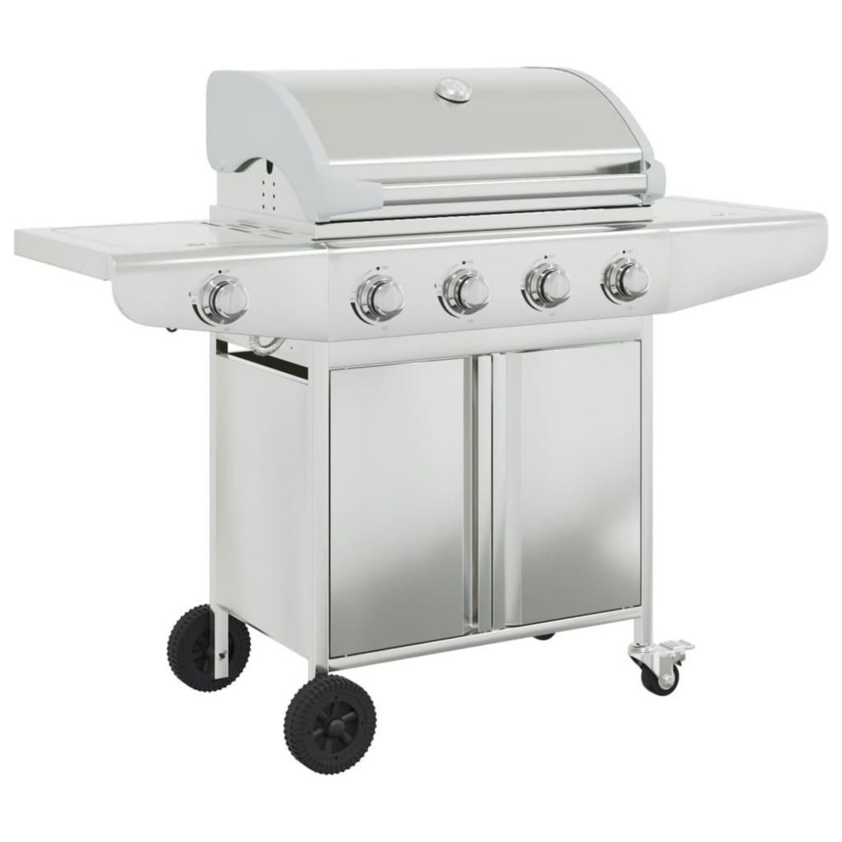 VIDAXL Barbecue a gaz avec 5 bruleurs argente acier inoxydable