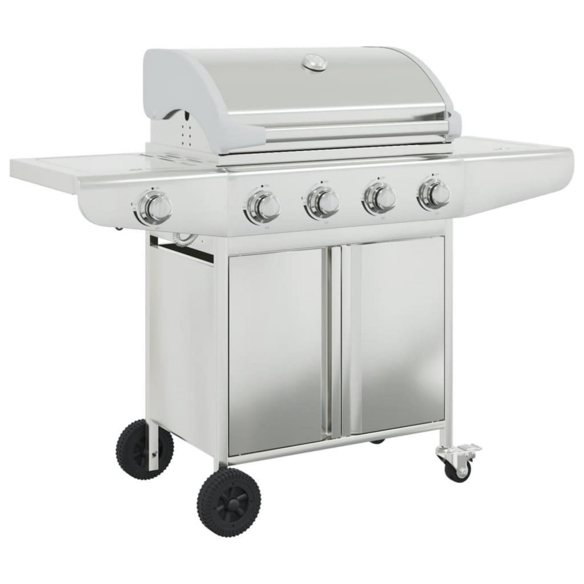 VIDAXL Barbecue a gaz avec 5 bruleurs argente acier inoxydable