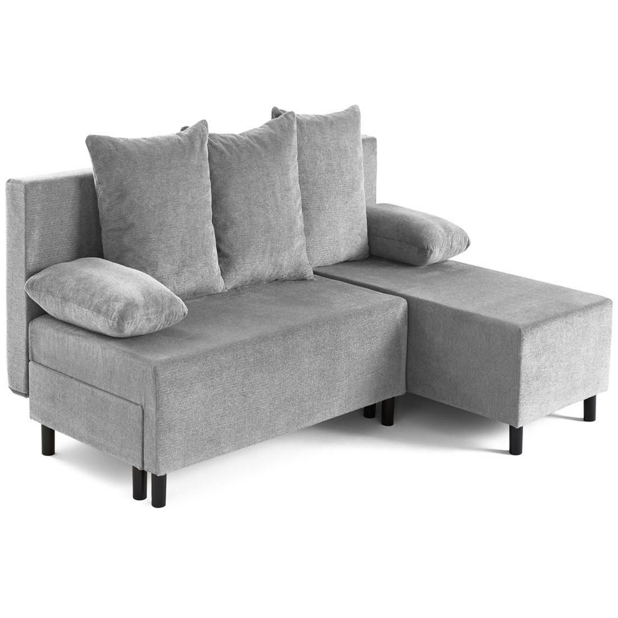 Voir la diapositive 2 : BEST MOBILIER Gloria - canapé d'angle réversible 4 places convertible avec coffre en tissu texturé