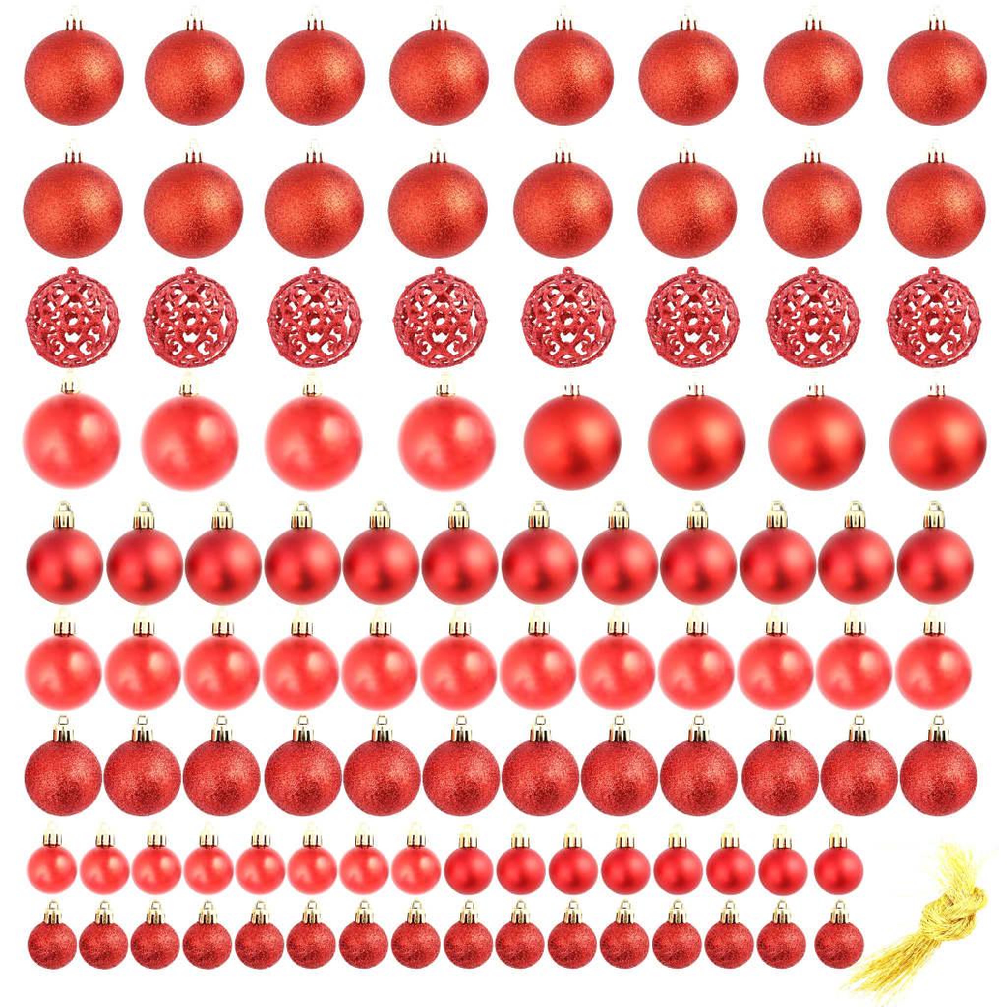 Voir la diapositive 2 : VIDAXL Ensemble de boules de Noël 100 pcs 3/4/6 cm Rouge