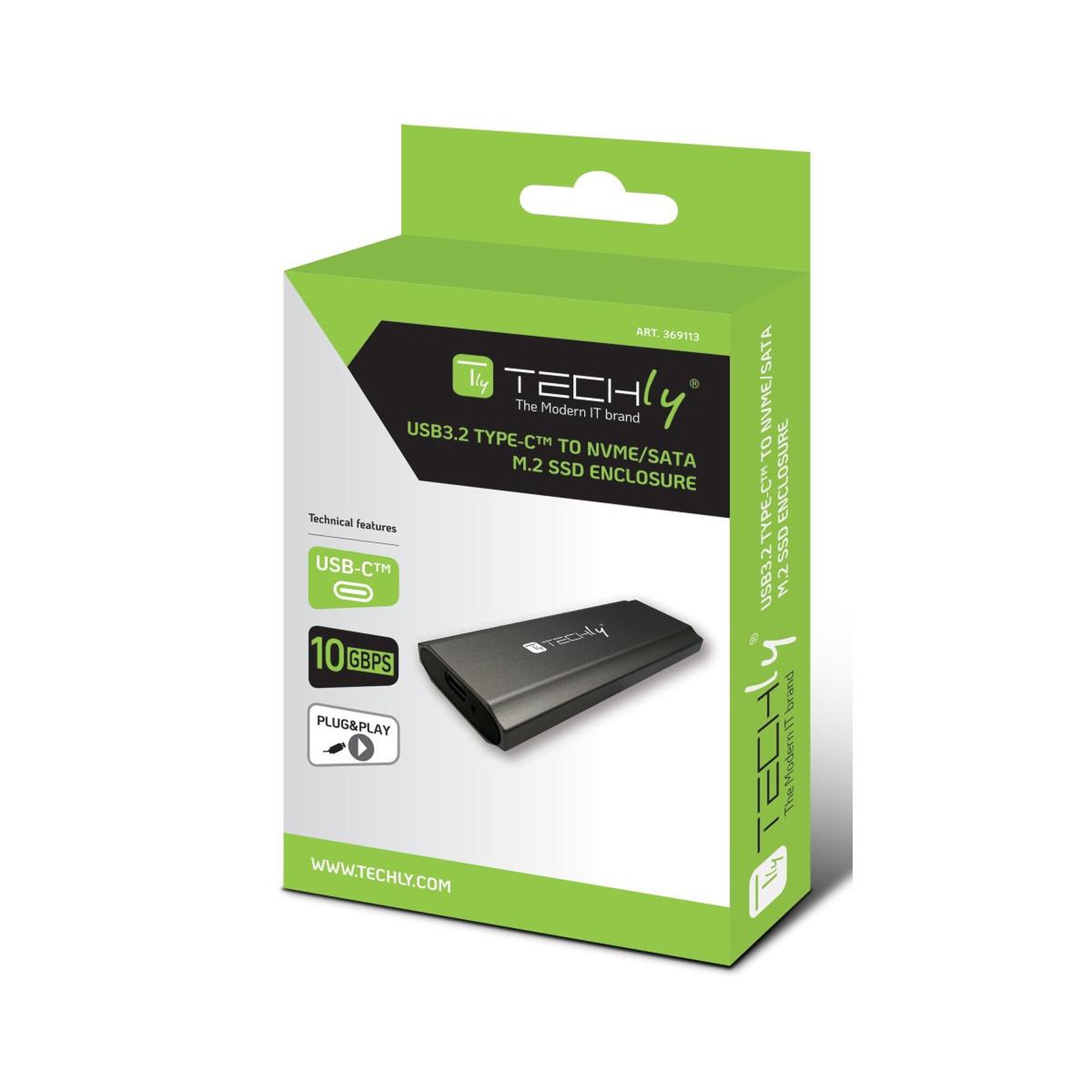 Voir la diapositive 3 : TECHLY Techly i-case usb31c-nvme2 boîtier de disques de stockage enceinte ssd noir m.2