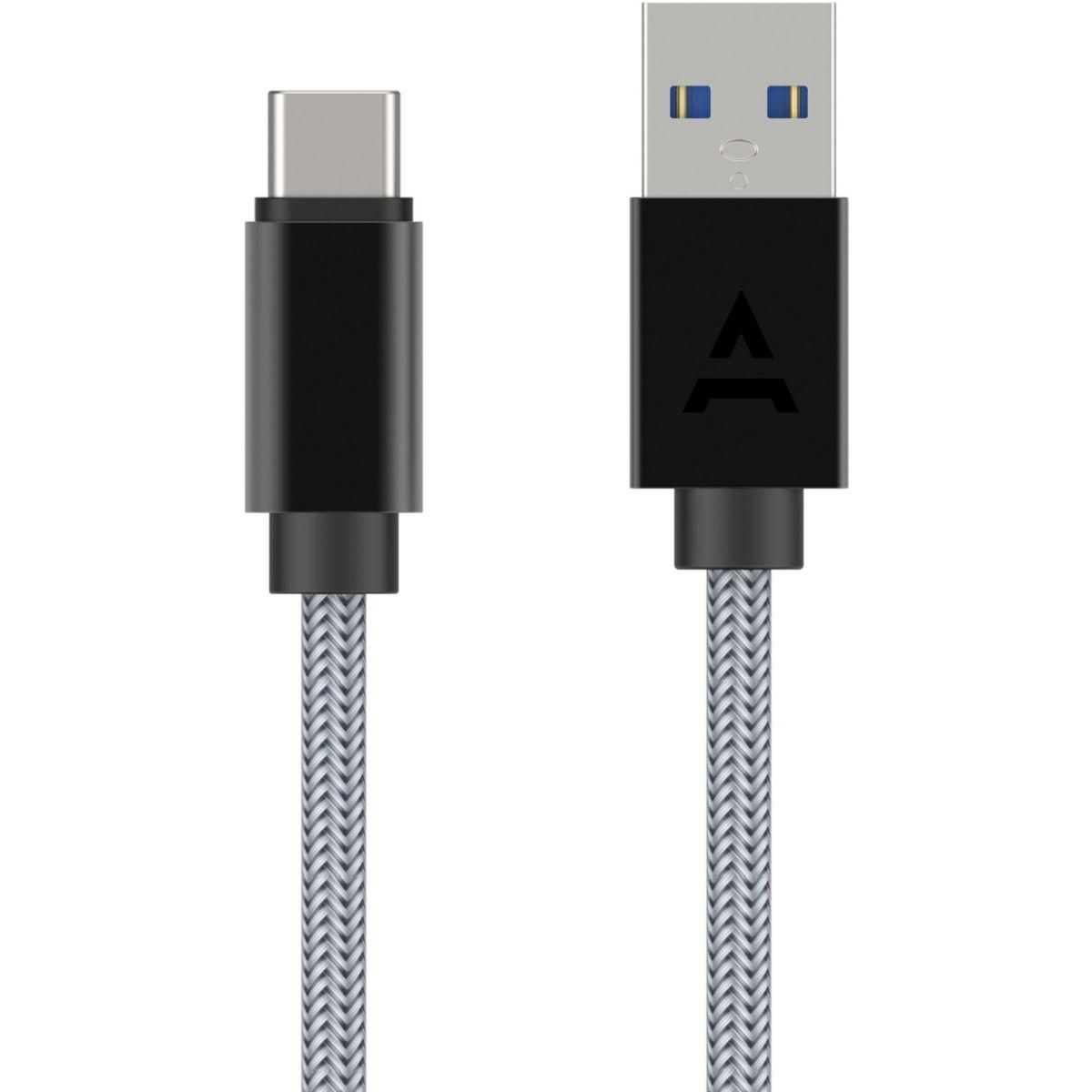 ADEQWAT Câble USB C vers USB 2M tressé Gris