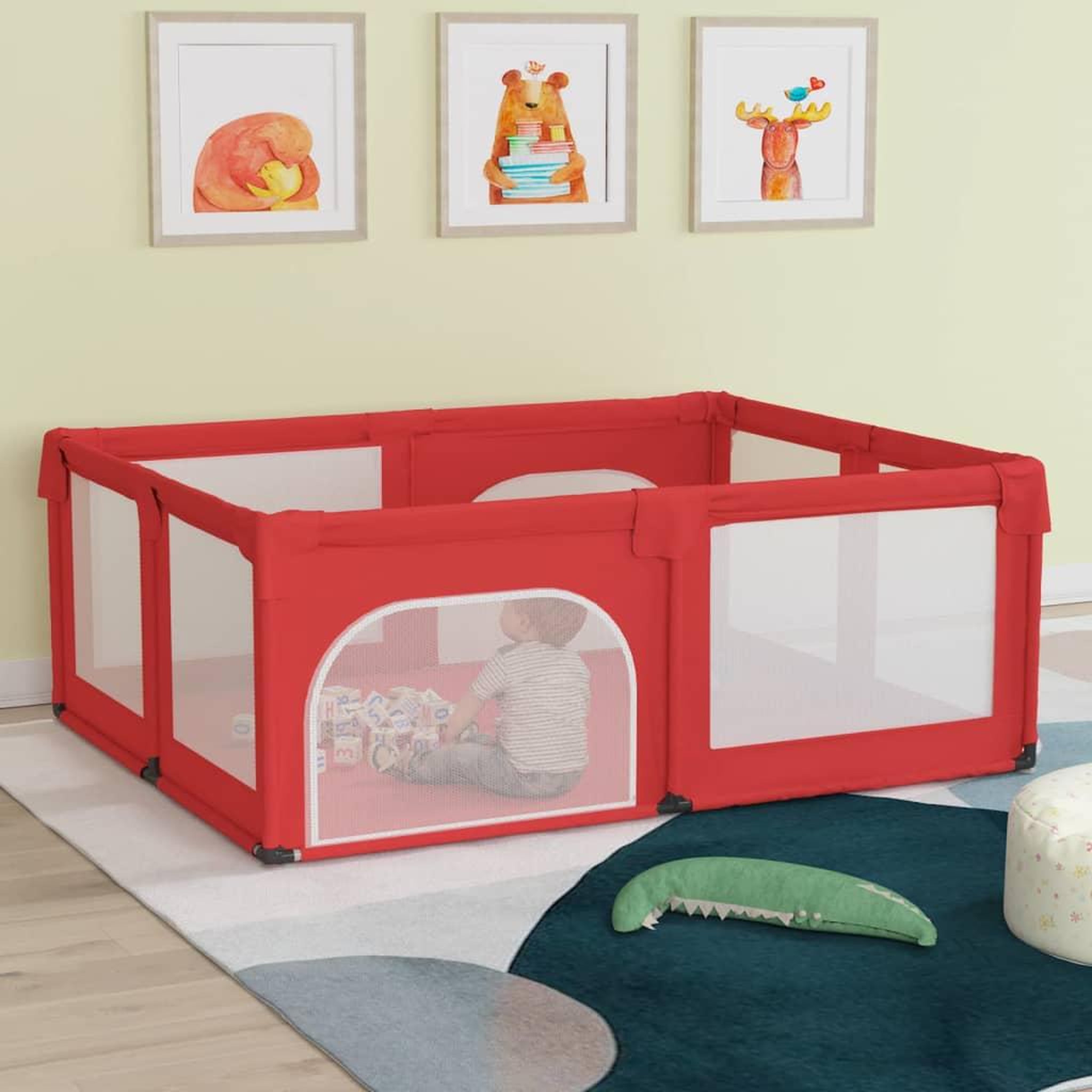 Voir la diapositive 1 : VIDAXL Parc pour bebe avec 2 portes Rouge Tissu Oxford