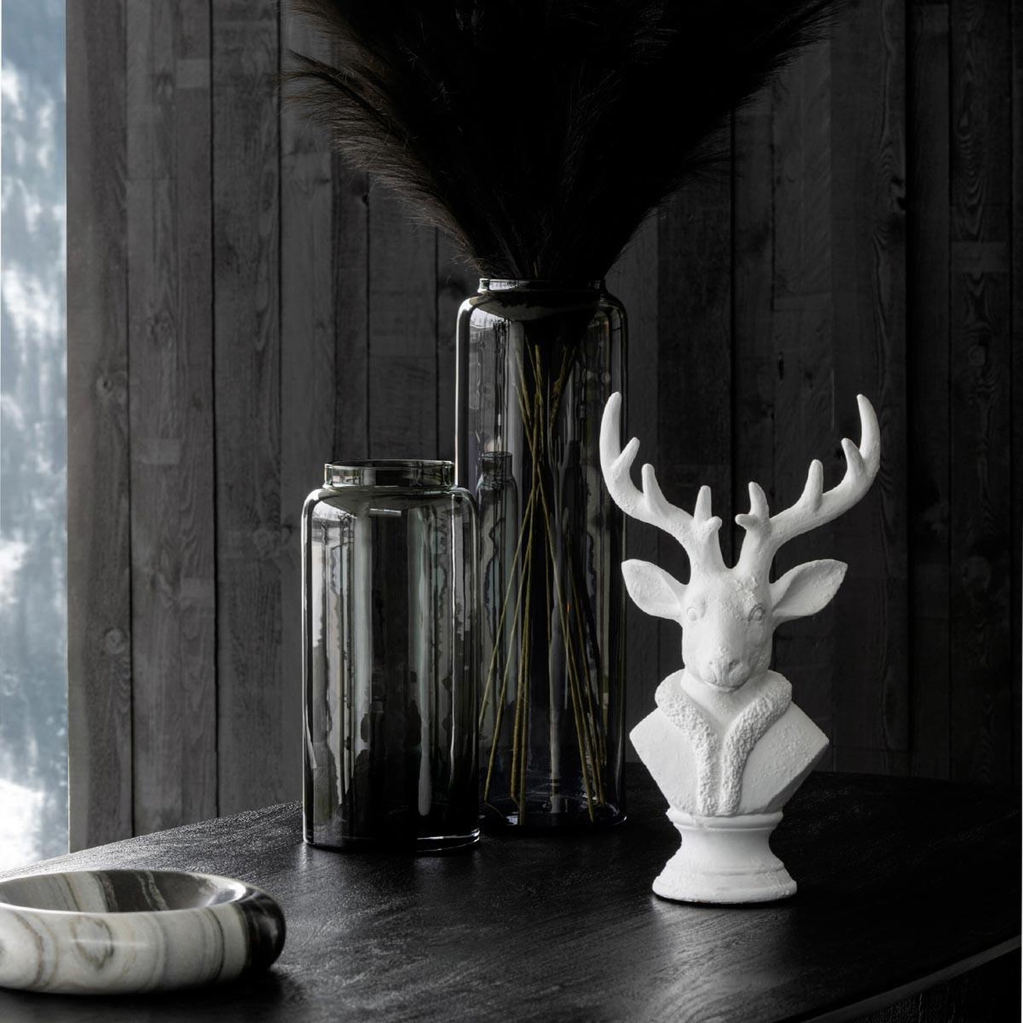 Voir la diapositive 4 : J-LINE Tête de cerf en résine  courchevel  38cm blanc