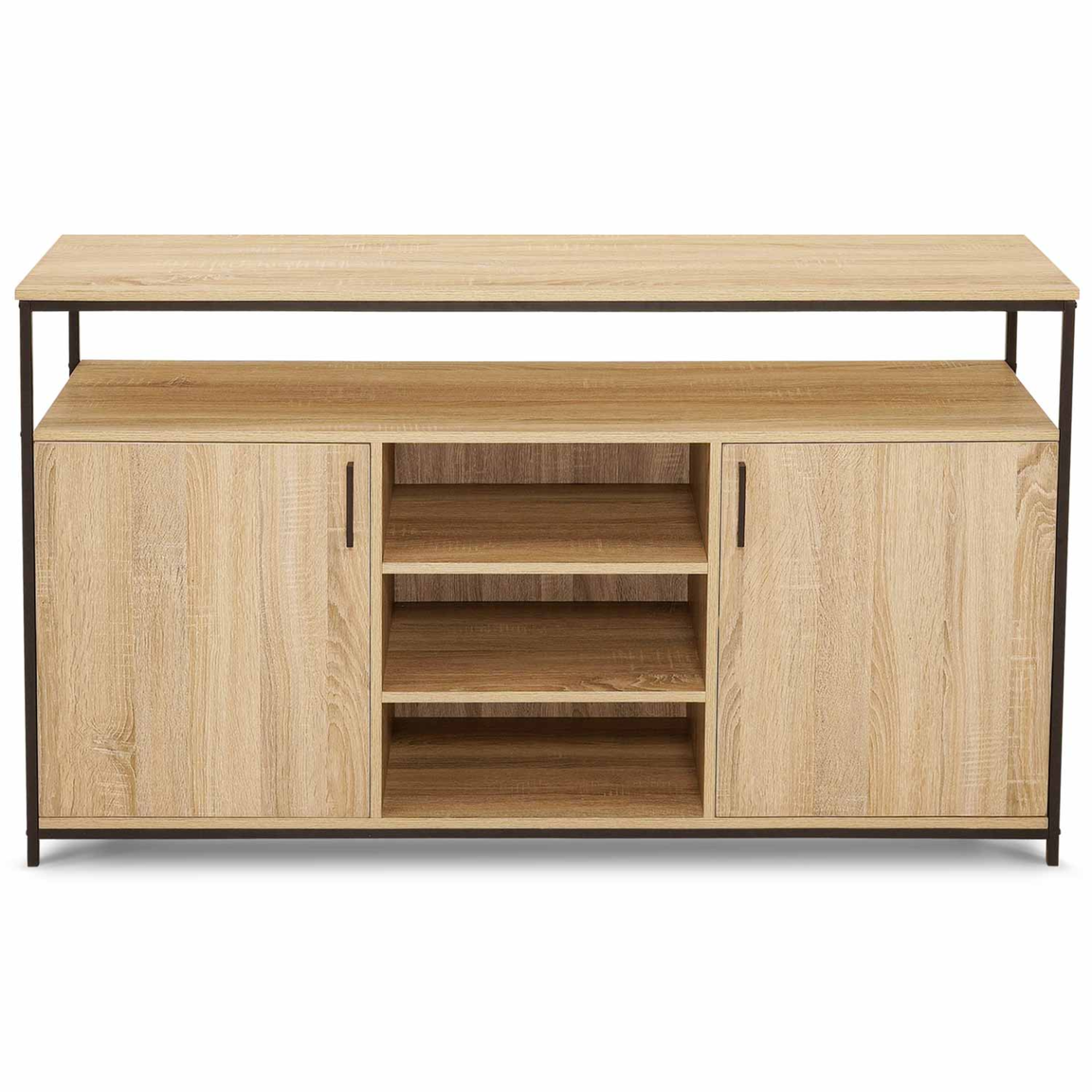 Voir la diapositive 3 : ID MARKET Buffet 140 cm detroit 2 portes et 3 étagères design industriel