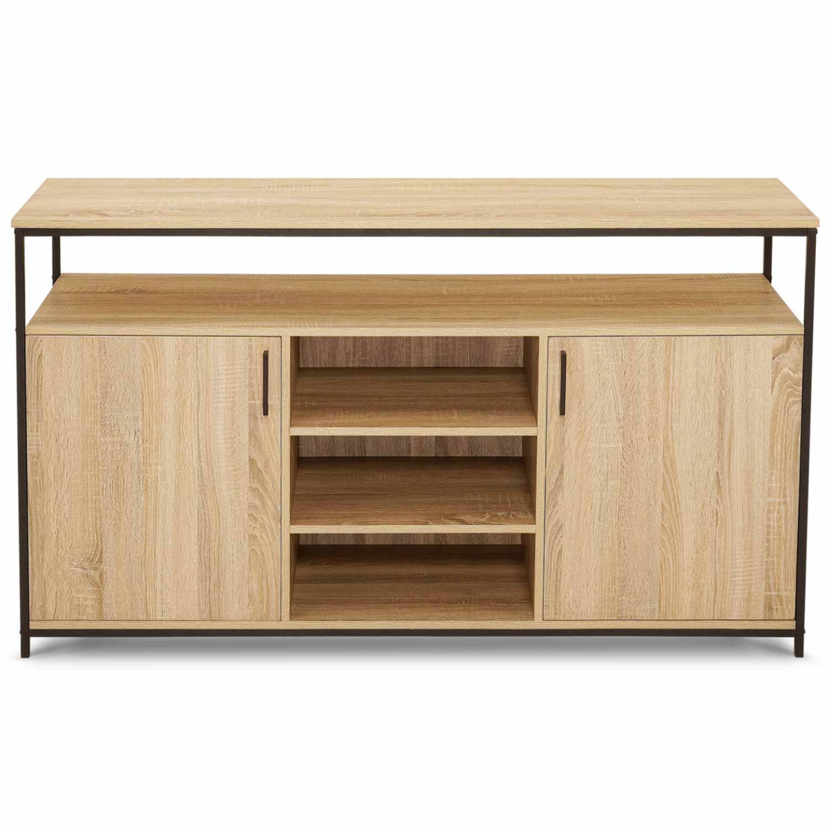 ID MARKET Buffet 140 cm DETROIT 2 portes et 3 étagères design industriel