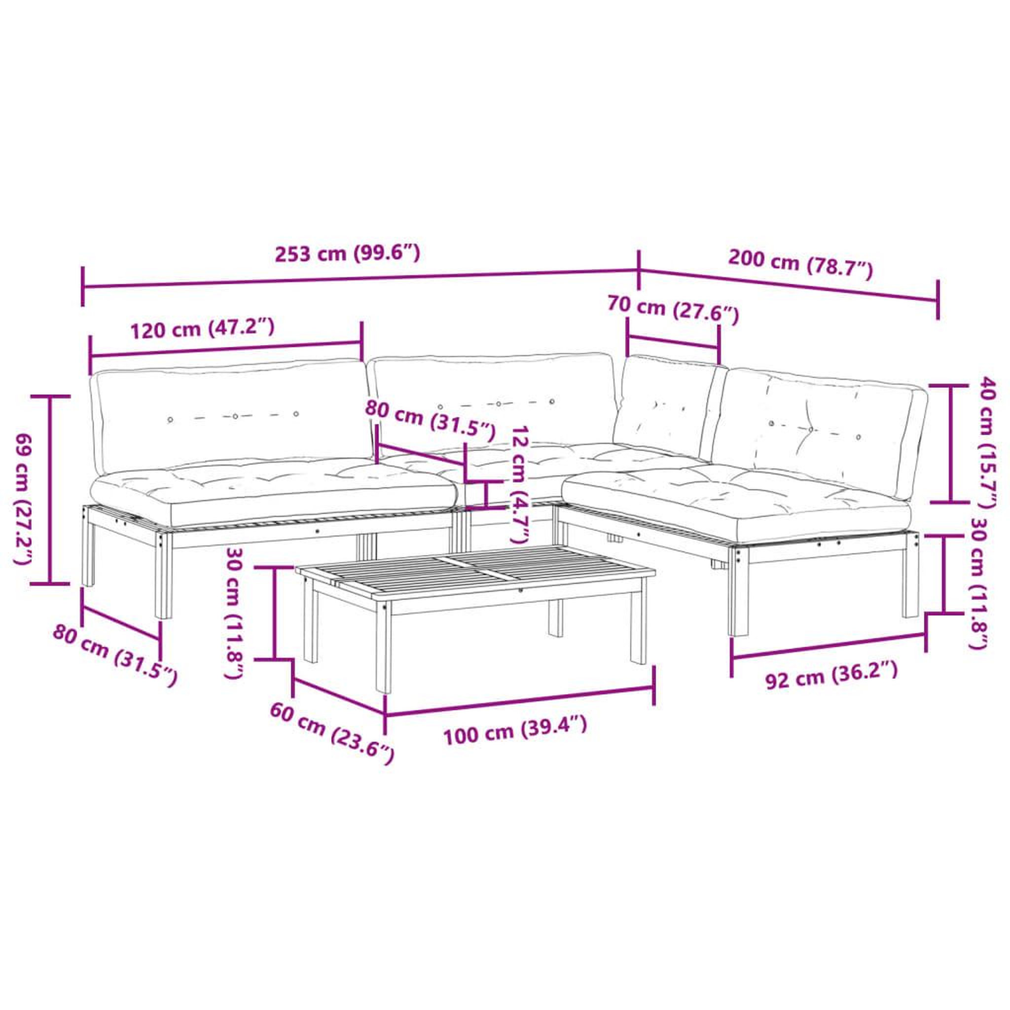 Voir la diapositive 6 : VIDAXL Salon palette de jardin avec coussins 4pcs bois d'acacia massif