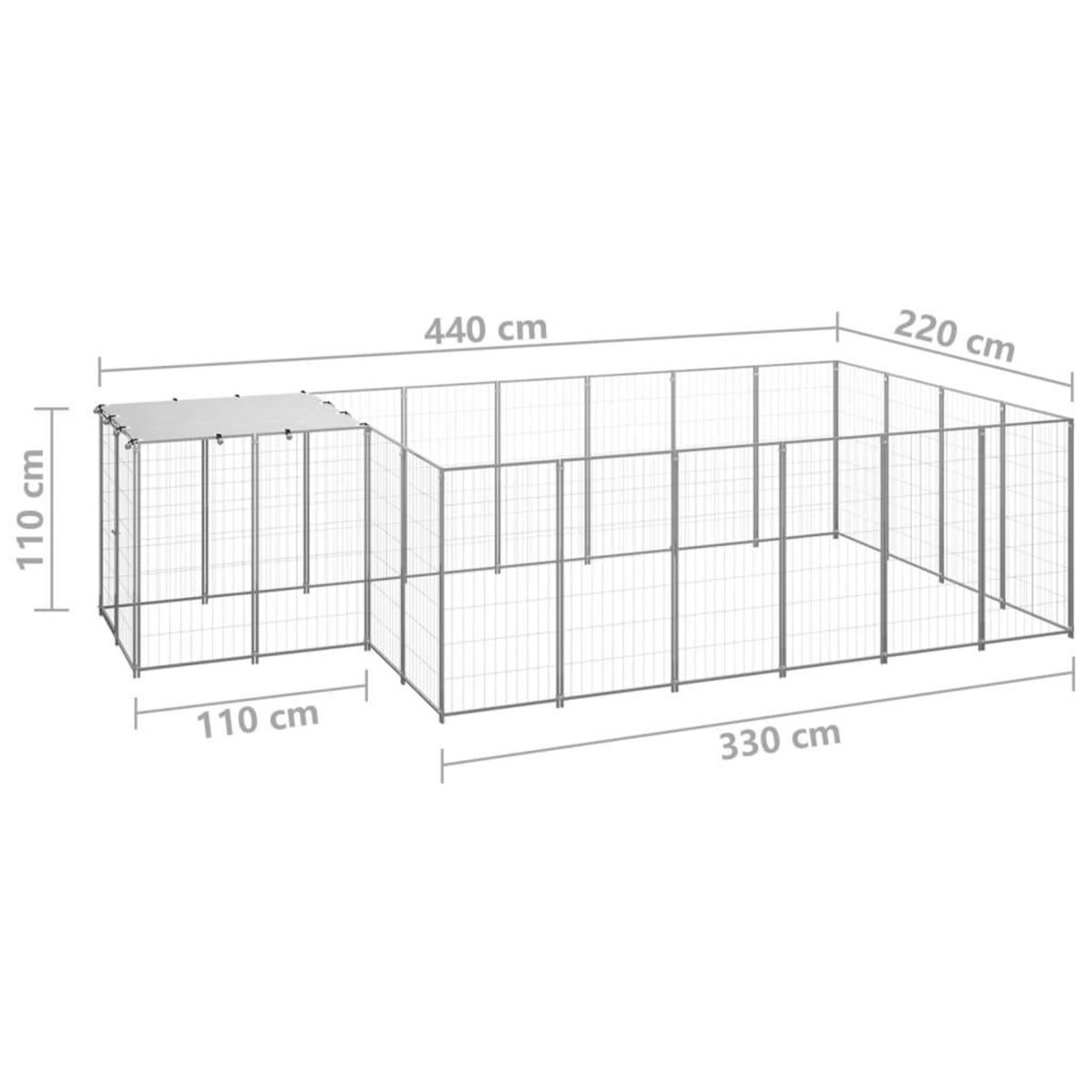 VIDAXL Chenil Argente 8,47 m^2 Acier