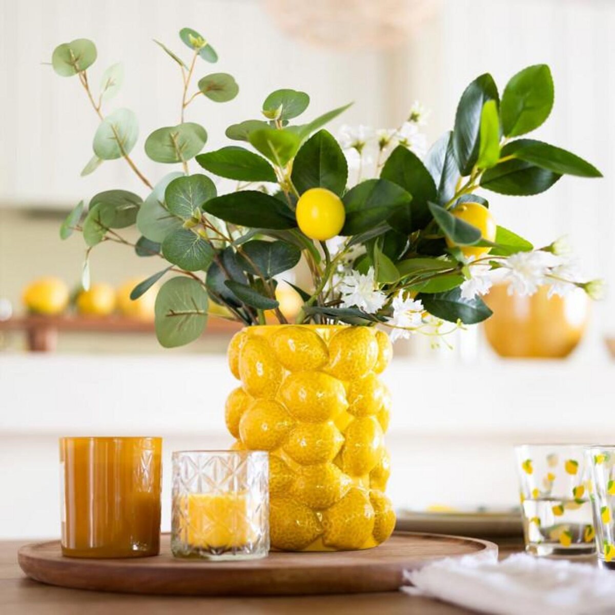 ATMOSPHERA Vase Citron en Céramique  Yucatan  18cm Jaune