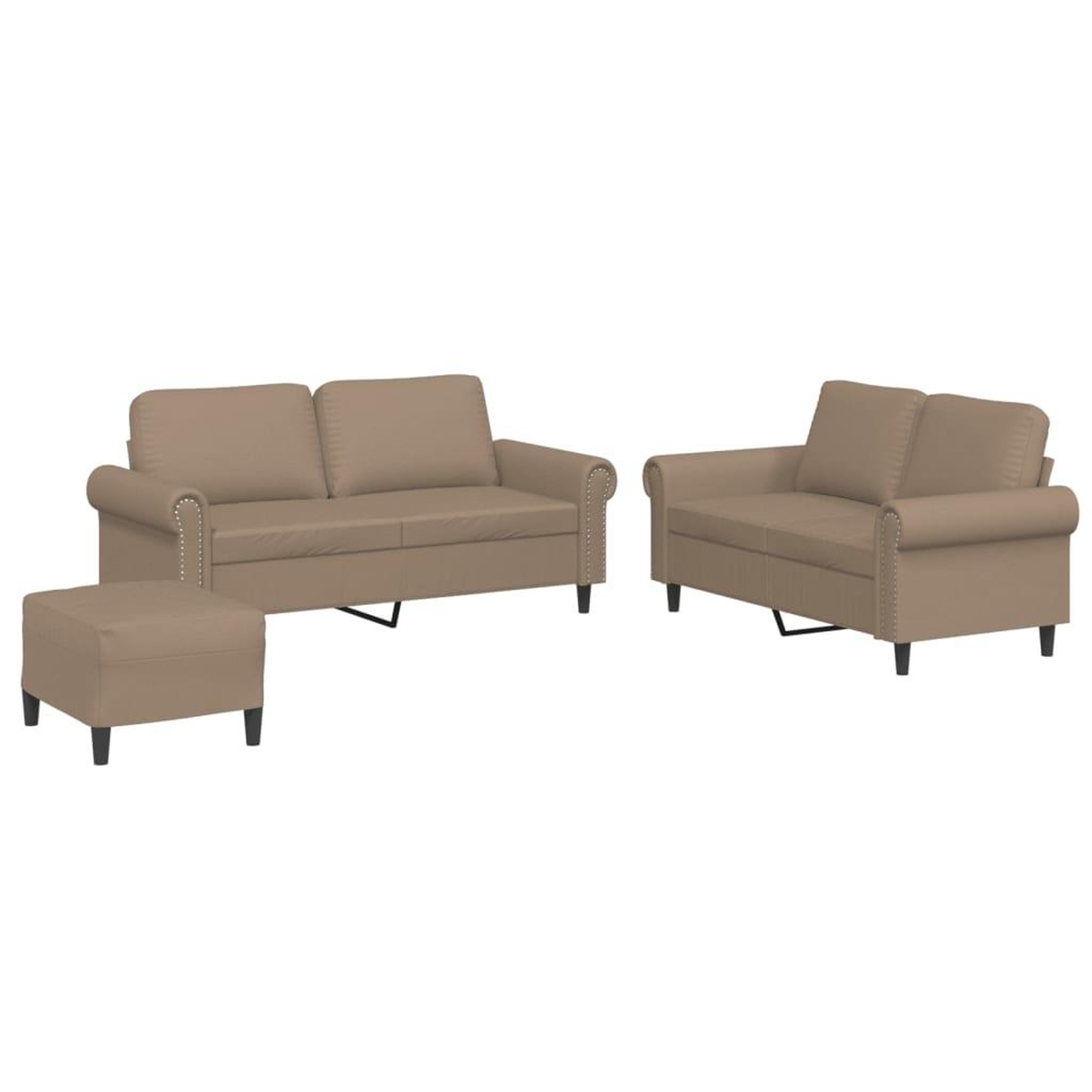 Voir la diapositive 2 : VIDAXL Ensemble de canapes 3 pcs avec coussins Cappuccino Similicuir