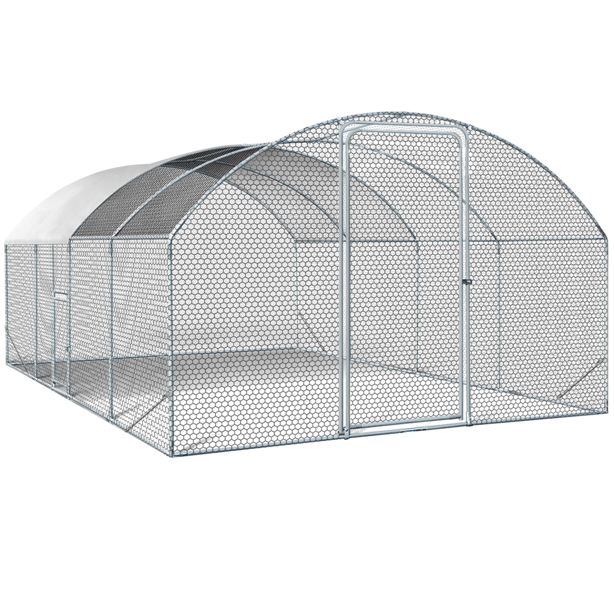 Voir la diapositive 3 : ID MARKET Enclos poulailler dôme 15 m² parc grillagé 3x5 m avec porte latérale