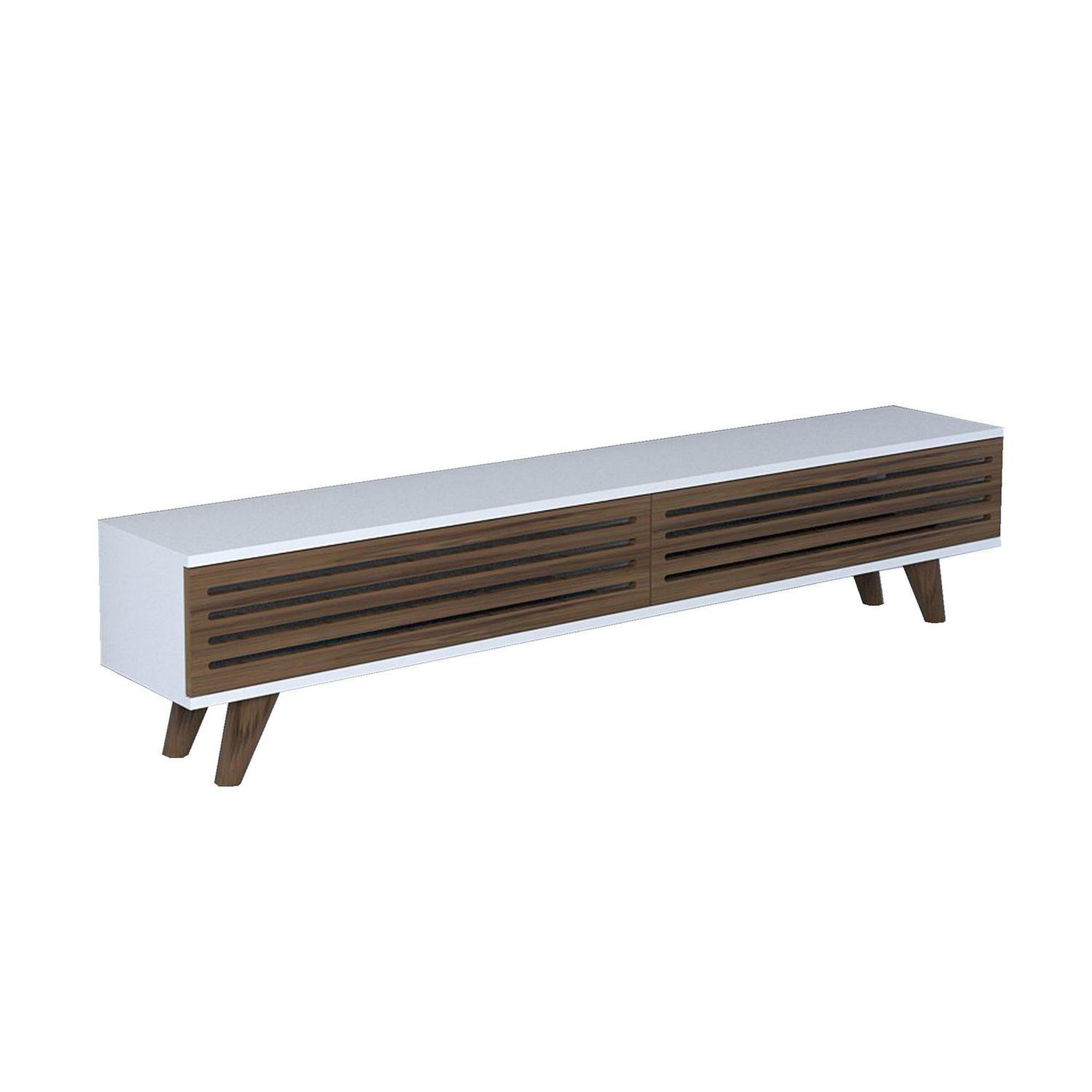 Voir la diapositive 1 : TOILINUX Meuble TV design lattes Hill - L. 160 x H. 35 cm - Marron