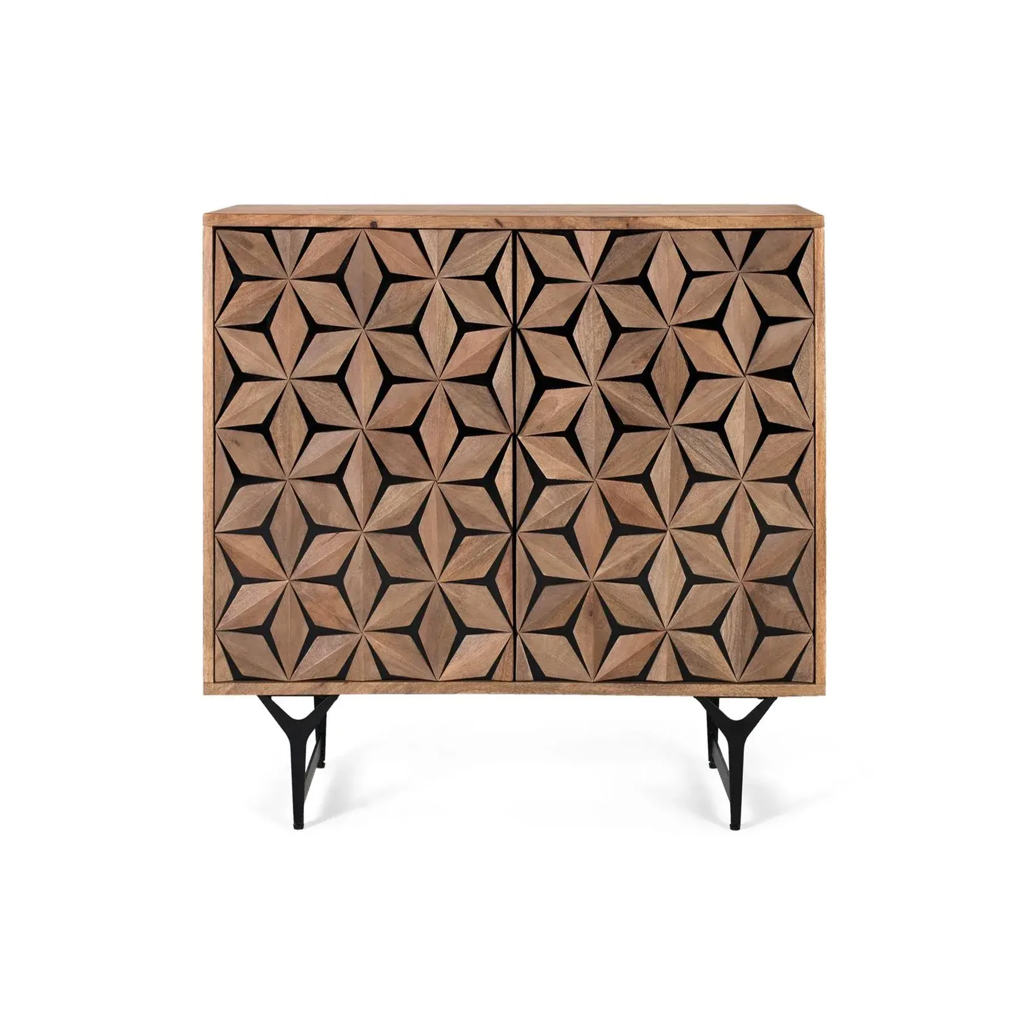 GINER Y COLOMER SL Buffet en bois de manguier 90cm style contemporain géométrique