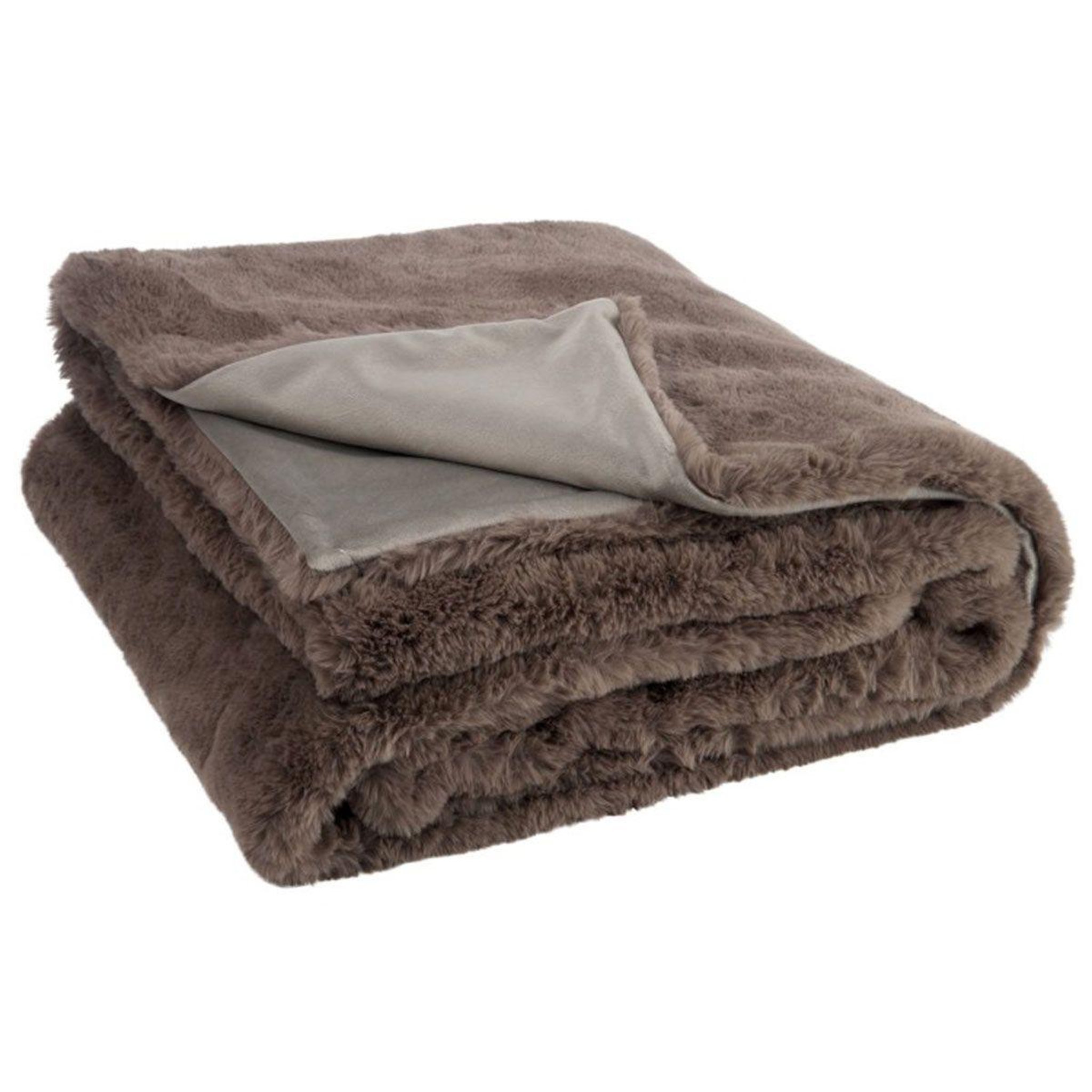 Voir la diapositive 2 : J-LINE Plaid imitation fourrure  cutie  130x180cm taupe