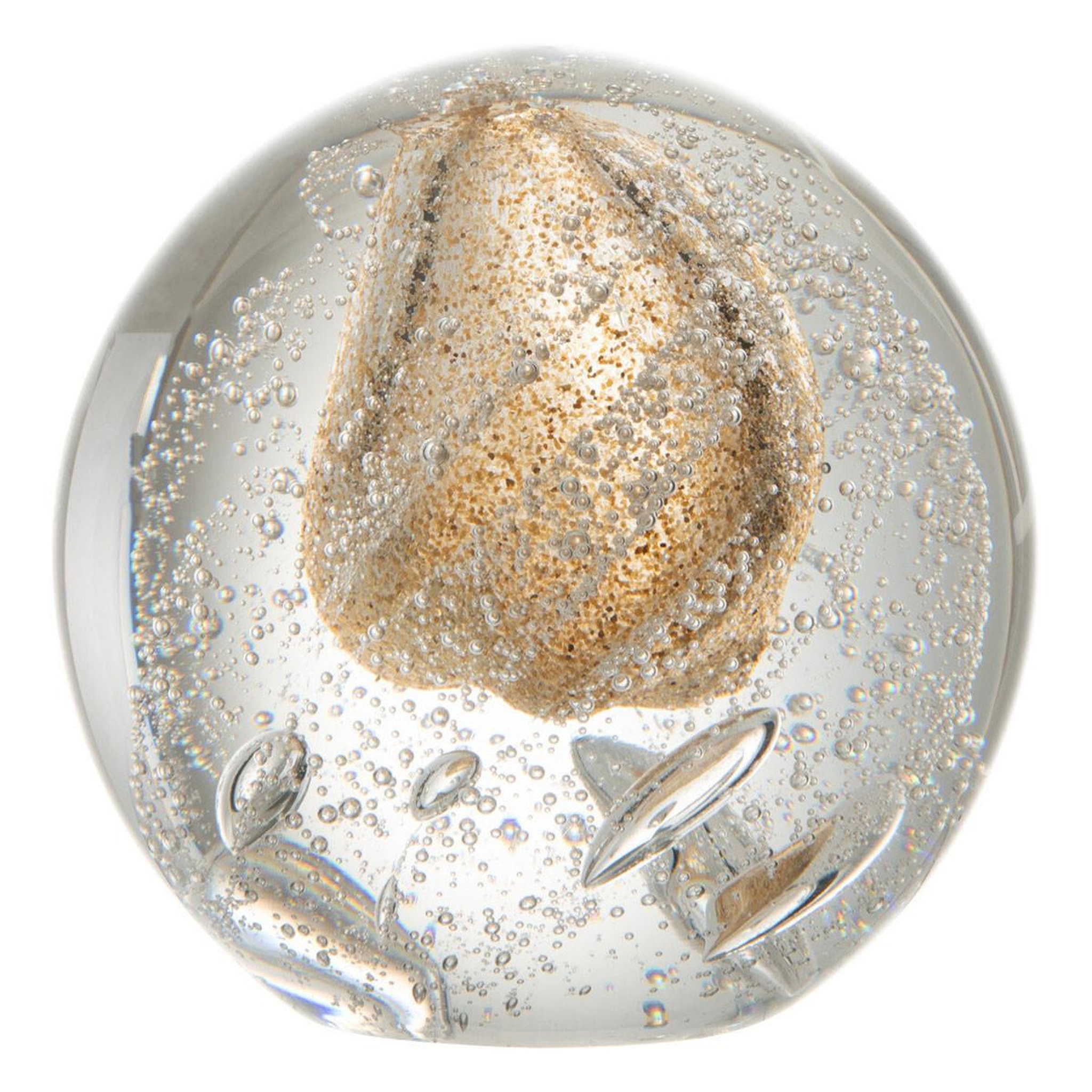 J-LINE Presse-papier verre  bulle  11cm transparent & or