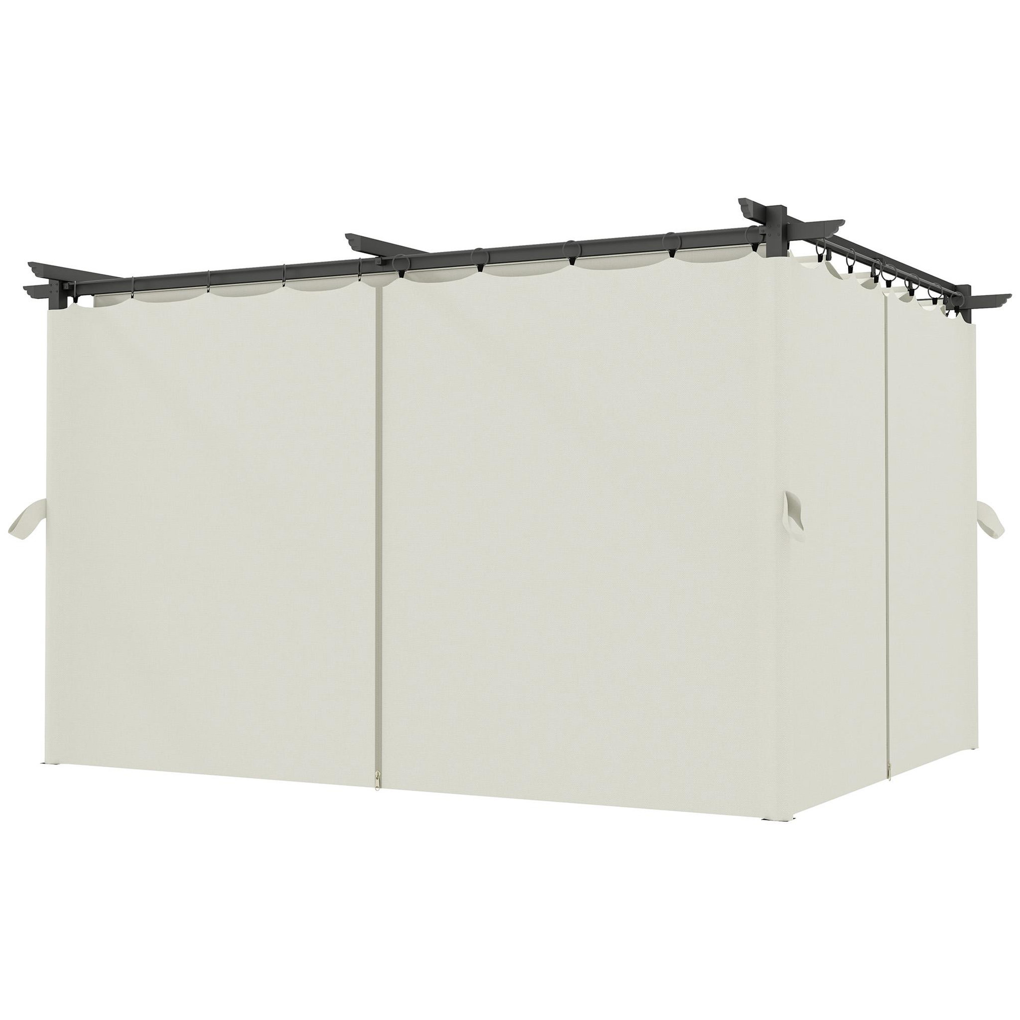 Voir la diapositive 4 : OUTSUNNY Pergola 3 x 4 m toile toit rétractable 4 rideaux ajustables métal noir polyester haute densité 180g/m² crème