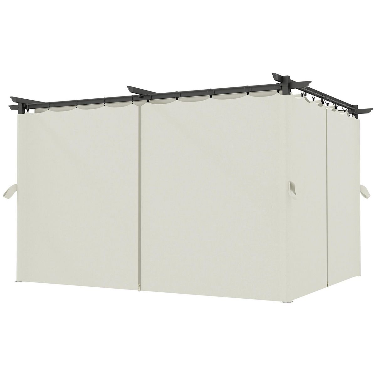 OUTSUNNY Pergola 3 x 4 m toile toit rétractable 4 rideaux ajustables métal noir polyester haute densité 180g/m² crème