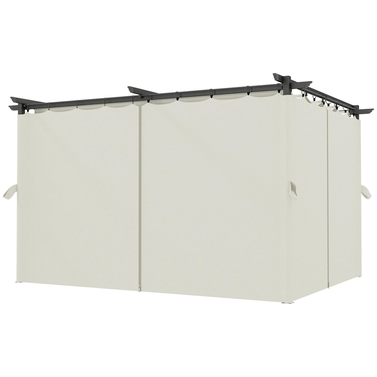 OUTSUNNY Pergola 3 x 4 m toile toit rétractable 4 rideaux ajustables métal noir polyester haute densité 180g/m² crème