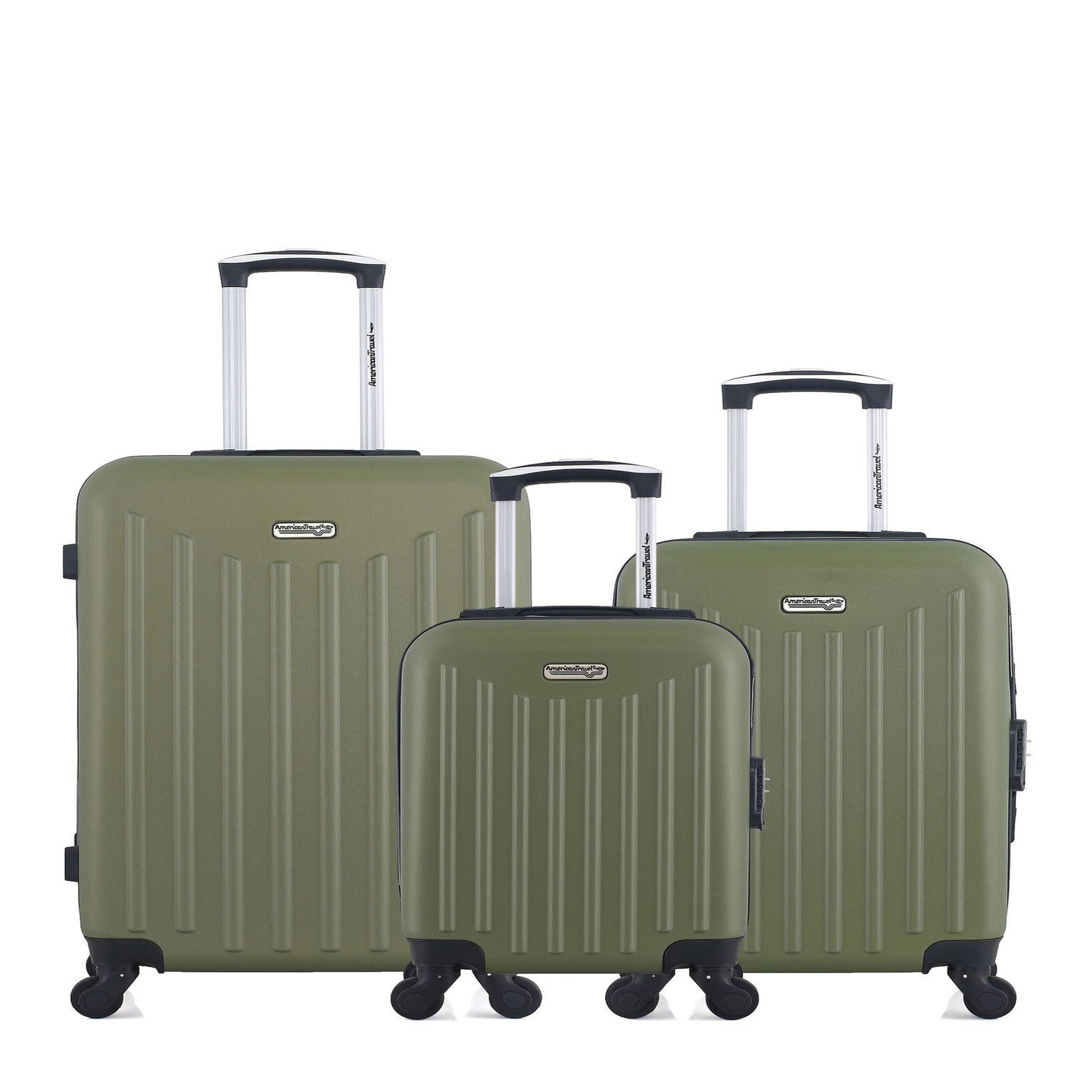 AMERICAN TRAVEL American travel - lot de 3 - valise weekend, valise cabine et valise cabine xxs brooklyn. Coloris disponibles : Gris, Noir, Bleu, Rose, Beige