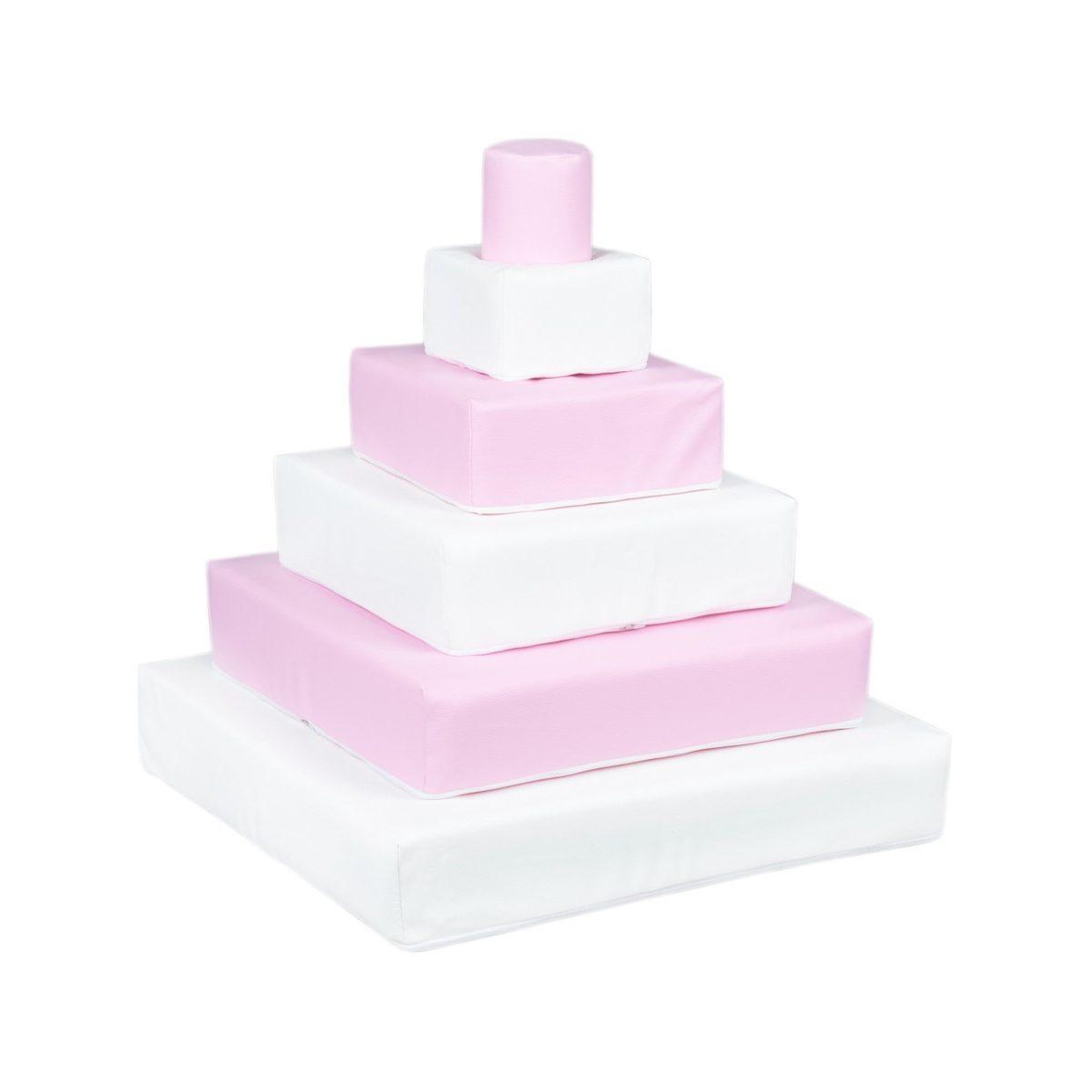 VELINDA Pyramide- lot de 6 gros blocs blanc rose pastel