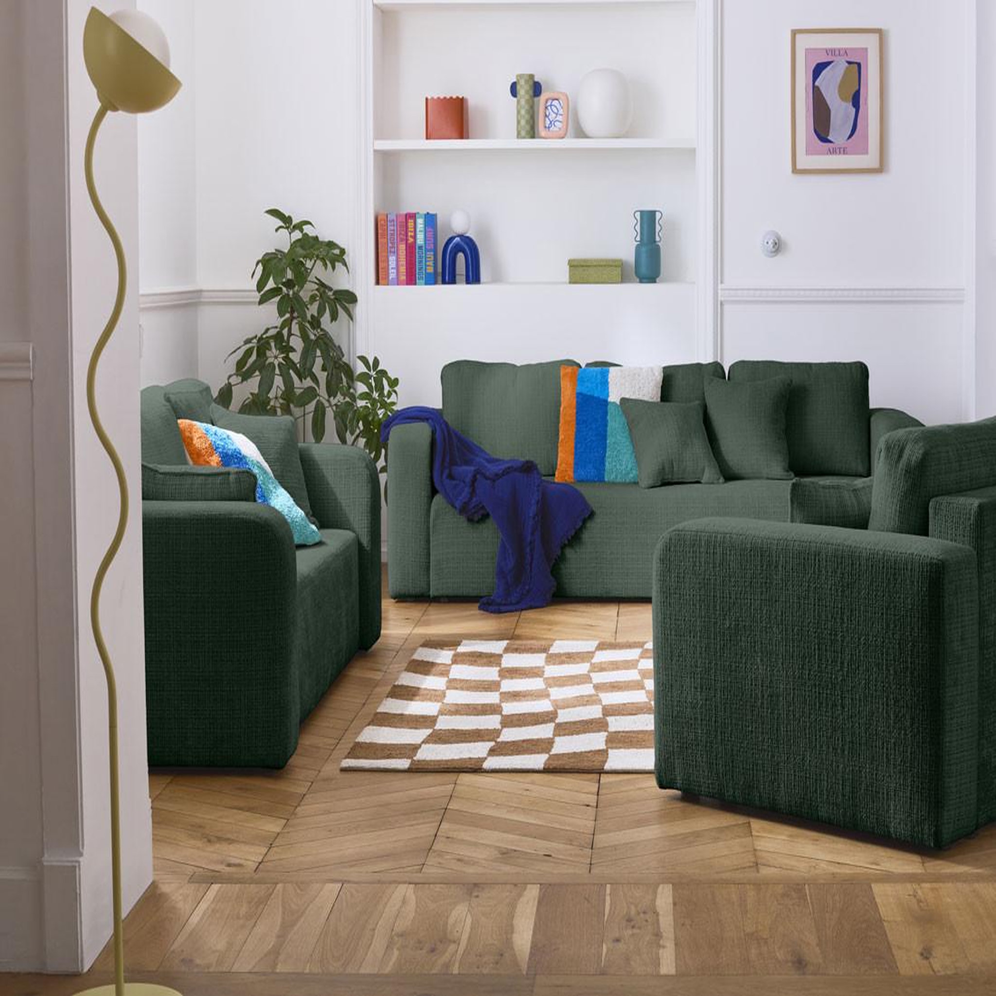 Voir la diapositive 4 : BEST MOBILIER Miro - canapé droit 3 places - convertible avec coffre - en velours texturé