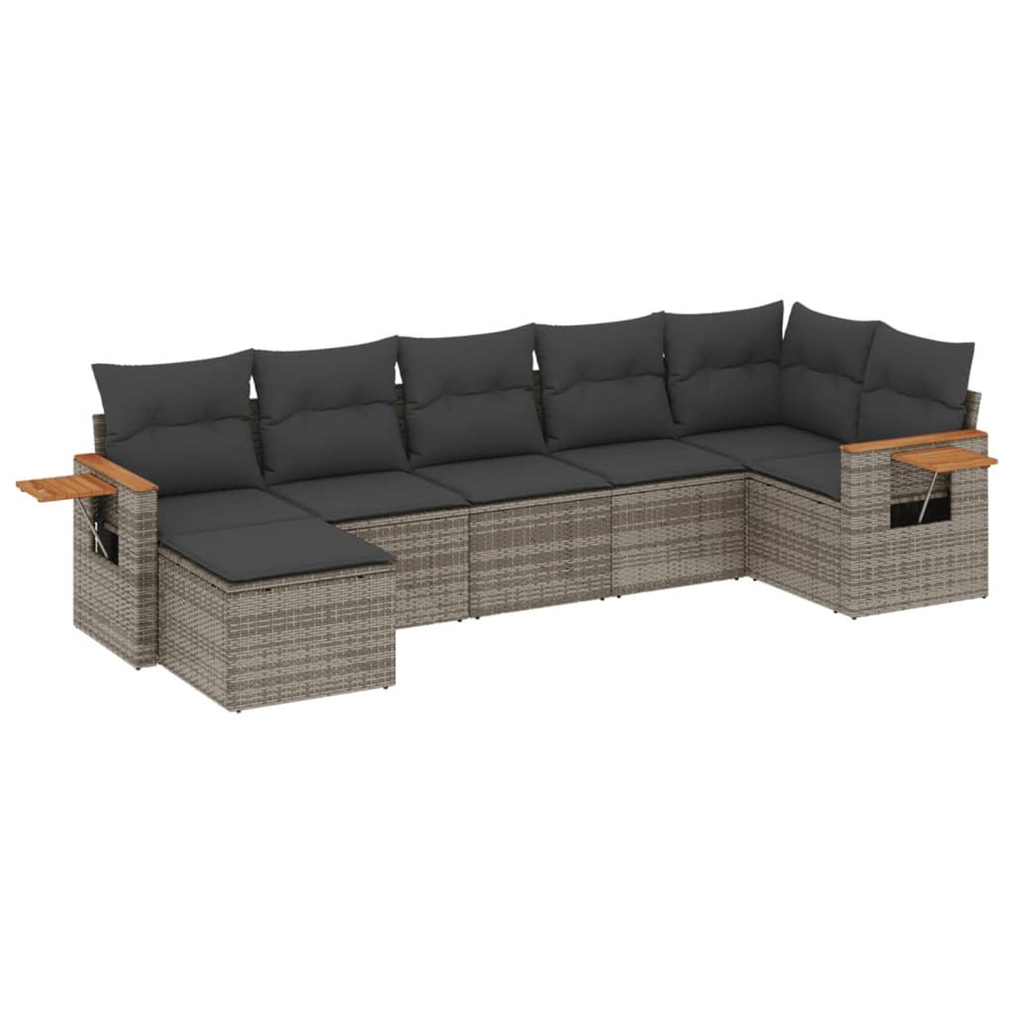 Voir la diapositive 2 : VIDAXL Salon de jardin avec coussins 7 pcs gris resine tressee