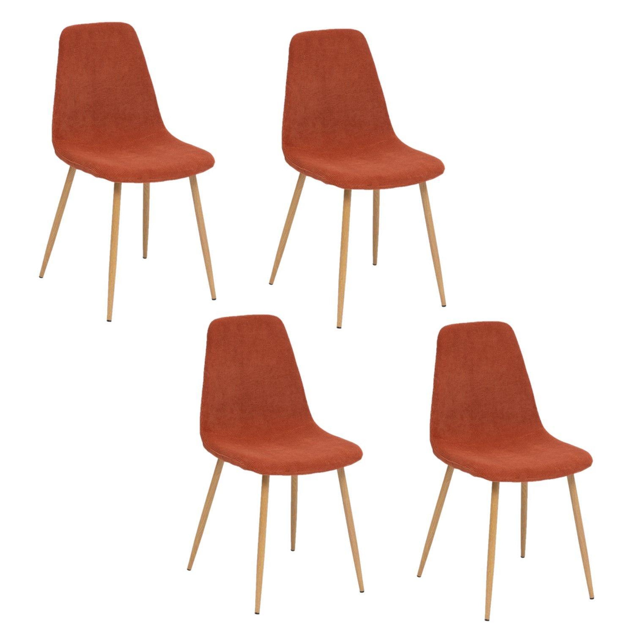 ATMOSPHERA Lot de 4 chaises Loka en tissu. Coloris disponibles : Beige, Vert