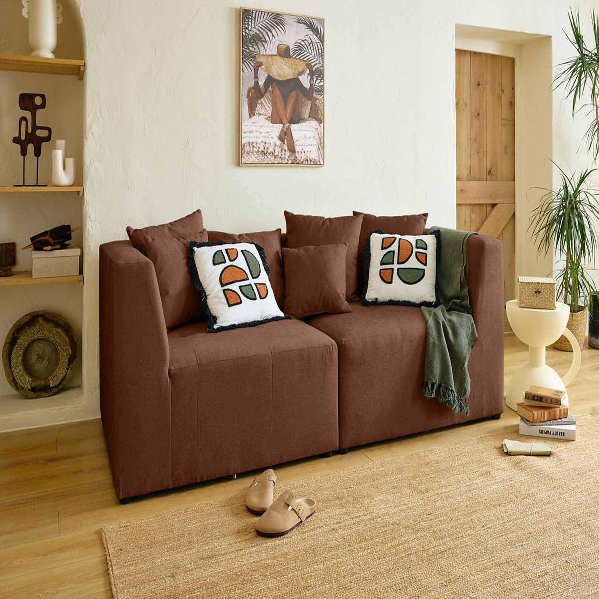 Voir la diapositive 2 : BEST MOBILIER Amalfi - module d'angle réversible - en tissu