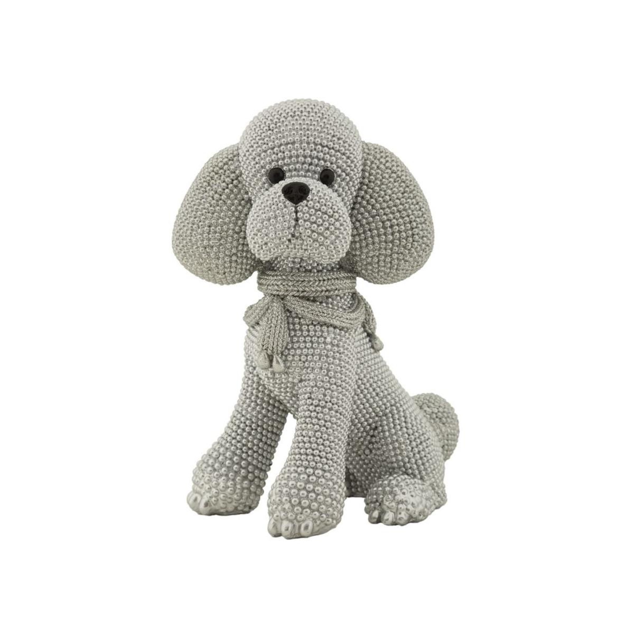 Voir la diapositive 1 : Paris Prix Statuette déco caniche assis  sparky  19cm argent