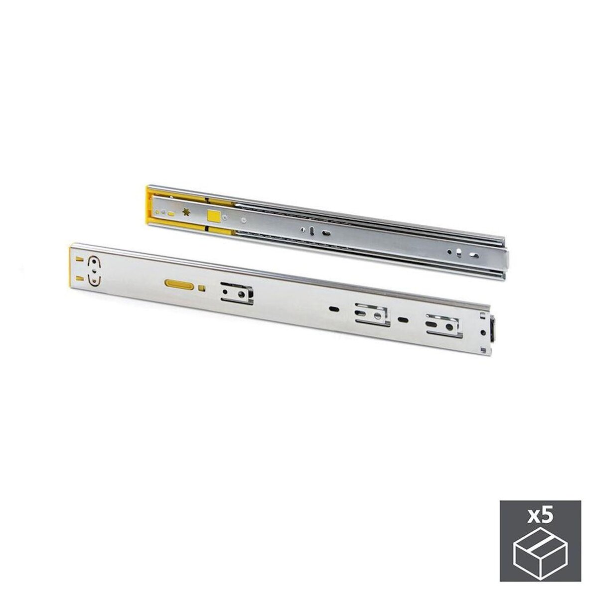 EMUCA SRL 5 paires de coulisses pour tiroirs, à billes, sortie totale, fermeture amortie, L 400 mm