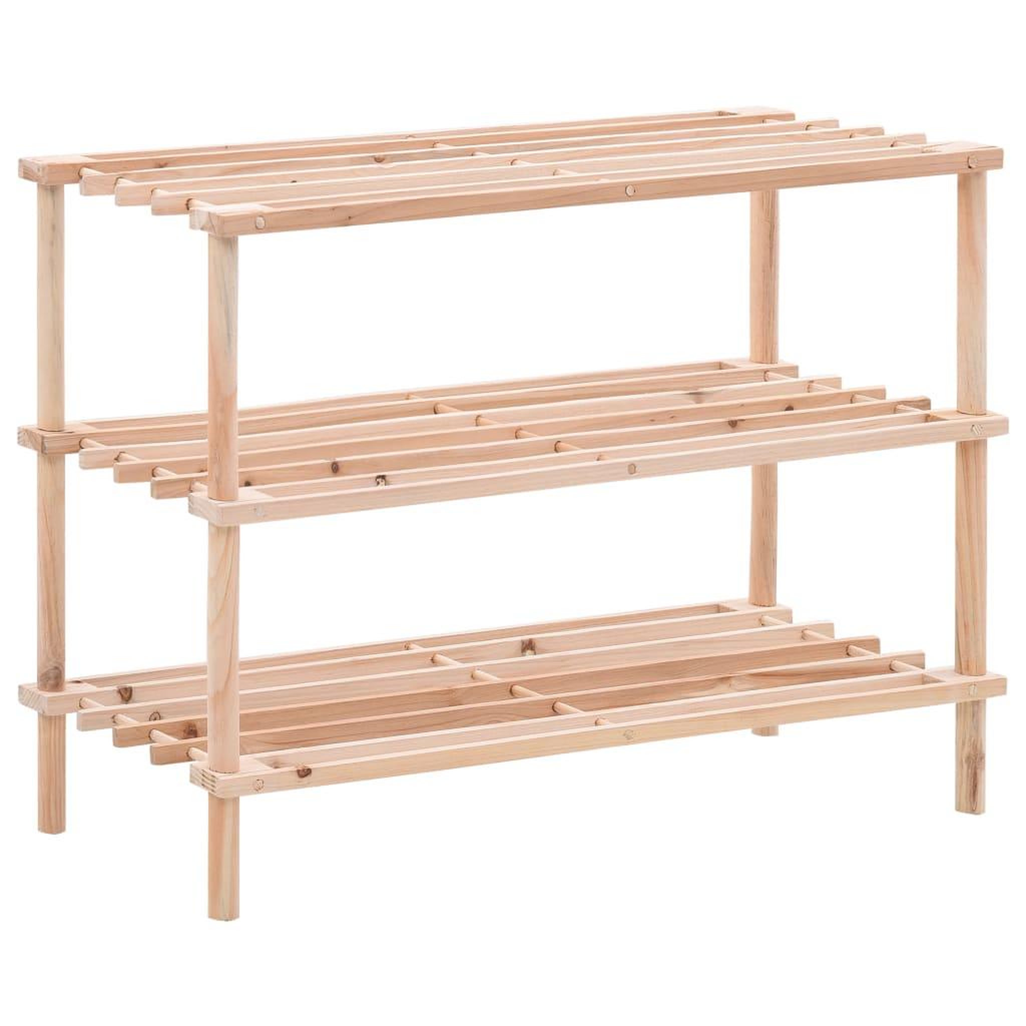 Voir la diapositive 1 : VIDAXL Range-chaussures a 3 etageres Bois de sapin solide