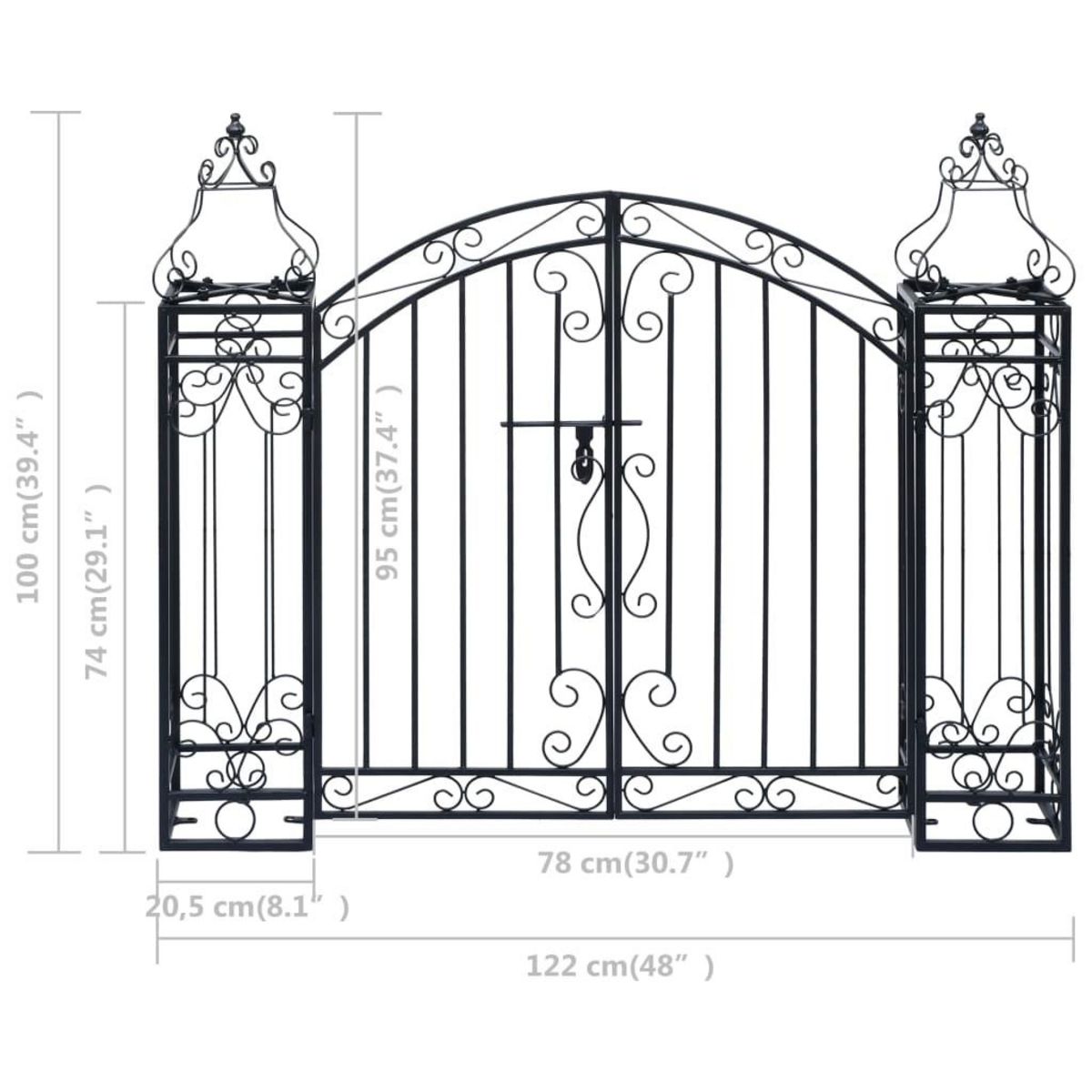 VIDAXL Portillon ornemental de jardin Fer forge 122x20,5x100 cm
