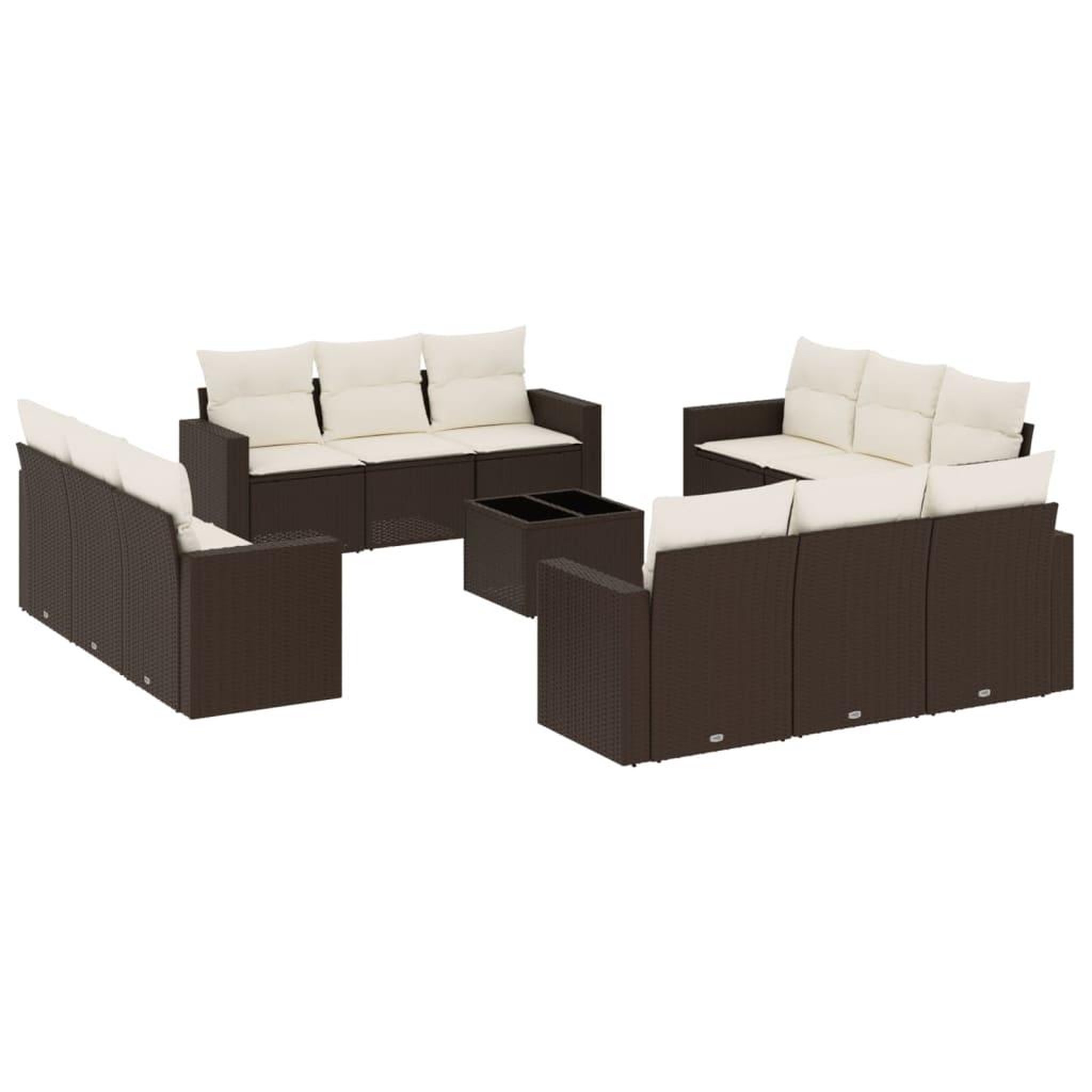 Voir la diapositive 2 : VIDAXL Salon de jardin avec coussins 13 pcs marron resine tressee