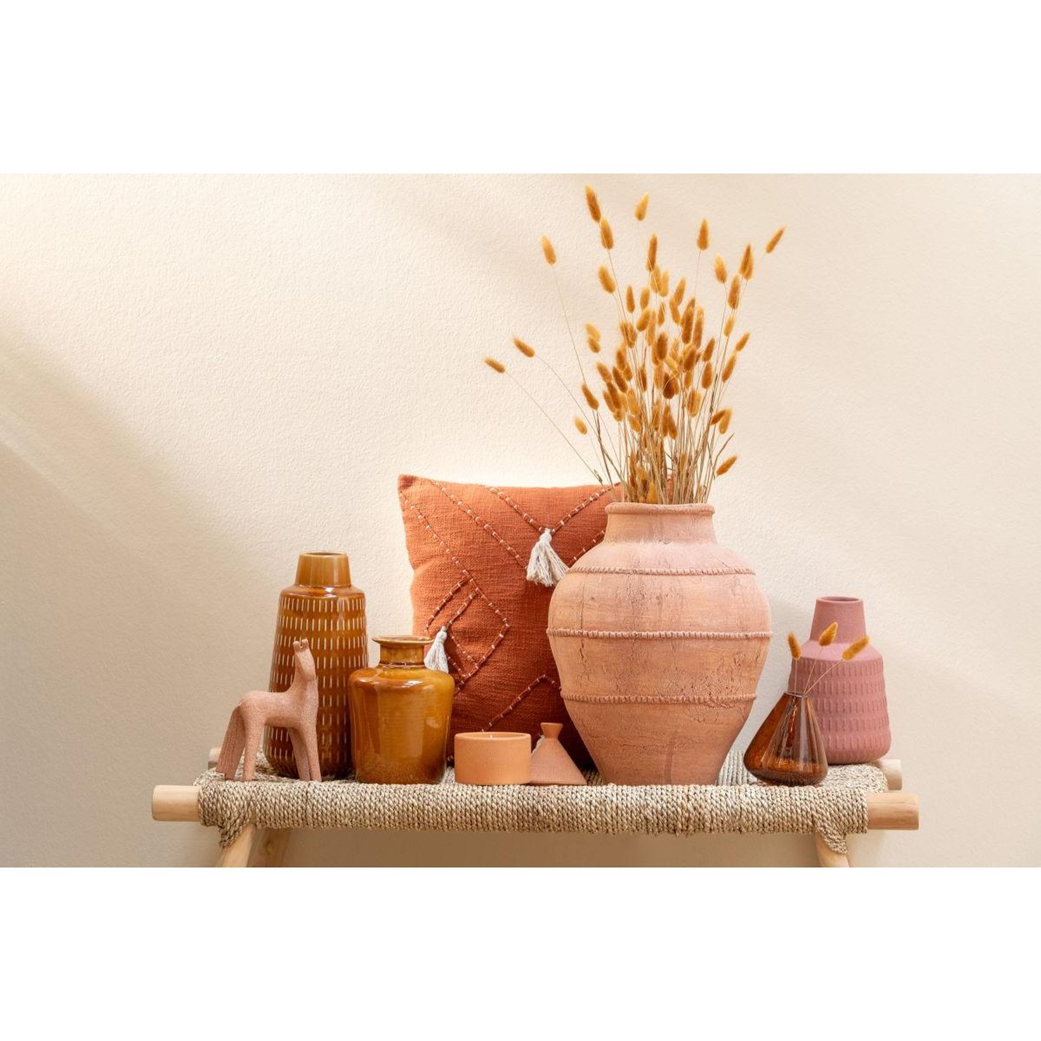 Voir la diapositive 3 : J-LINE Lot de 3 statuettes chevaux  morris  31cm terracotta