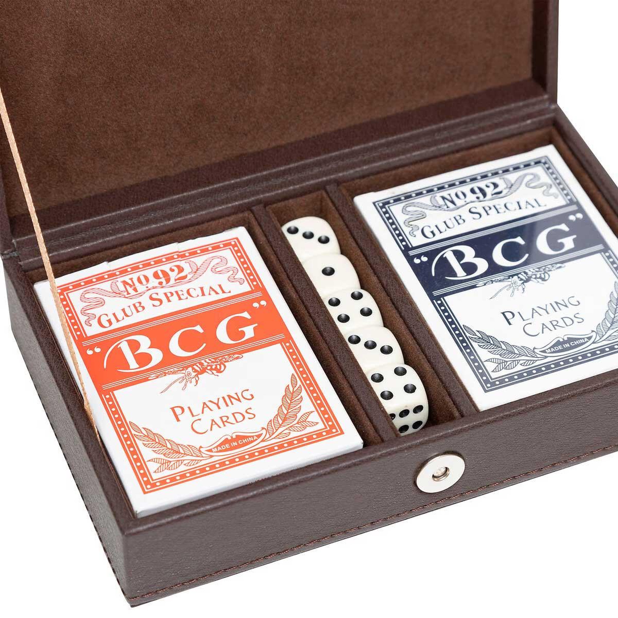 Voir la diapositive 3 : ATMOSPHERA Coffret jeu de cartes  jule  19cm marron