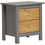 Voir la diapositive 1 : VS VENTA-STOCK Table Chevet Bonnie Gris 2 Tiroirs, Fabriqué en Bois de pin Massif