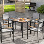 Voir la diapositive 2 : OUTSUNNY Table de jardin 2 personnes dim. 78 x 78 x 74 cm aluminium noir plastique effet bois