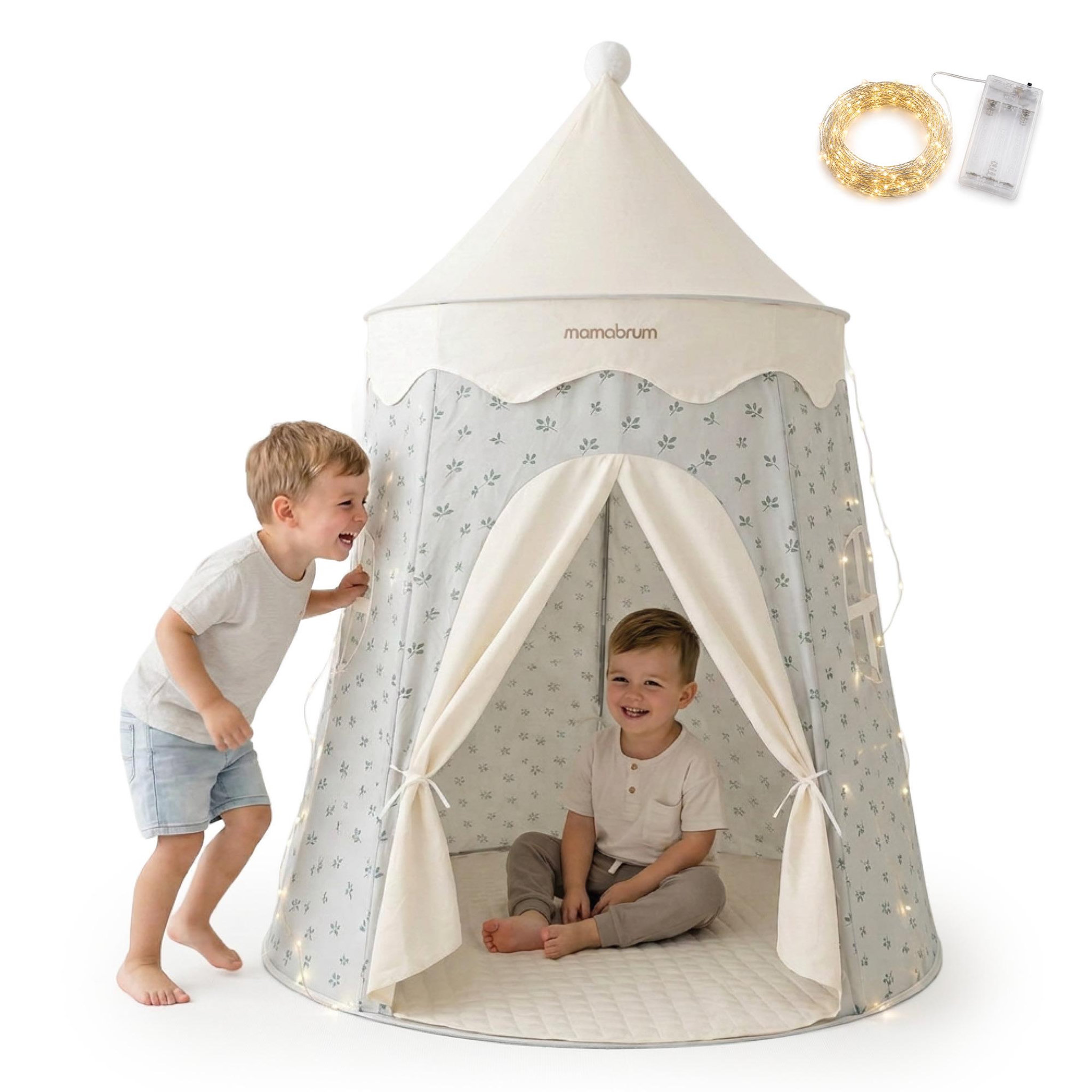 MAMABRUM Tente Tipi Château de Jeu Enfant Avec Structure Bois et Lumère LED Mamabrum